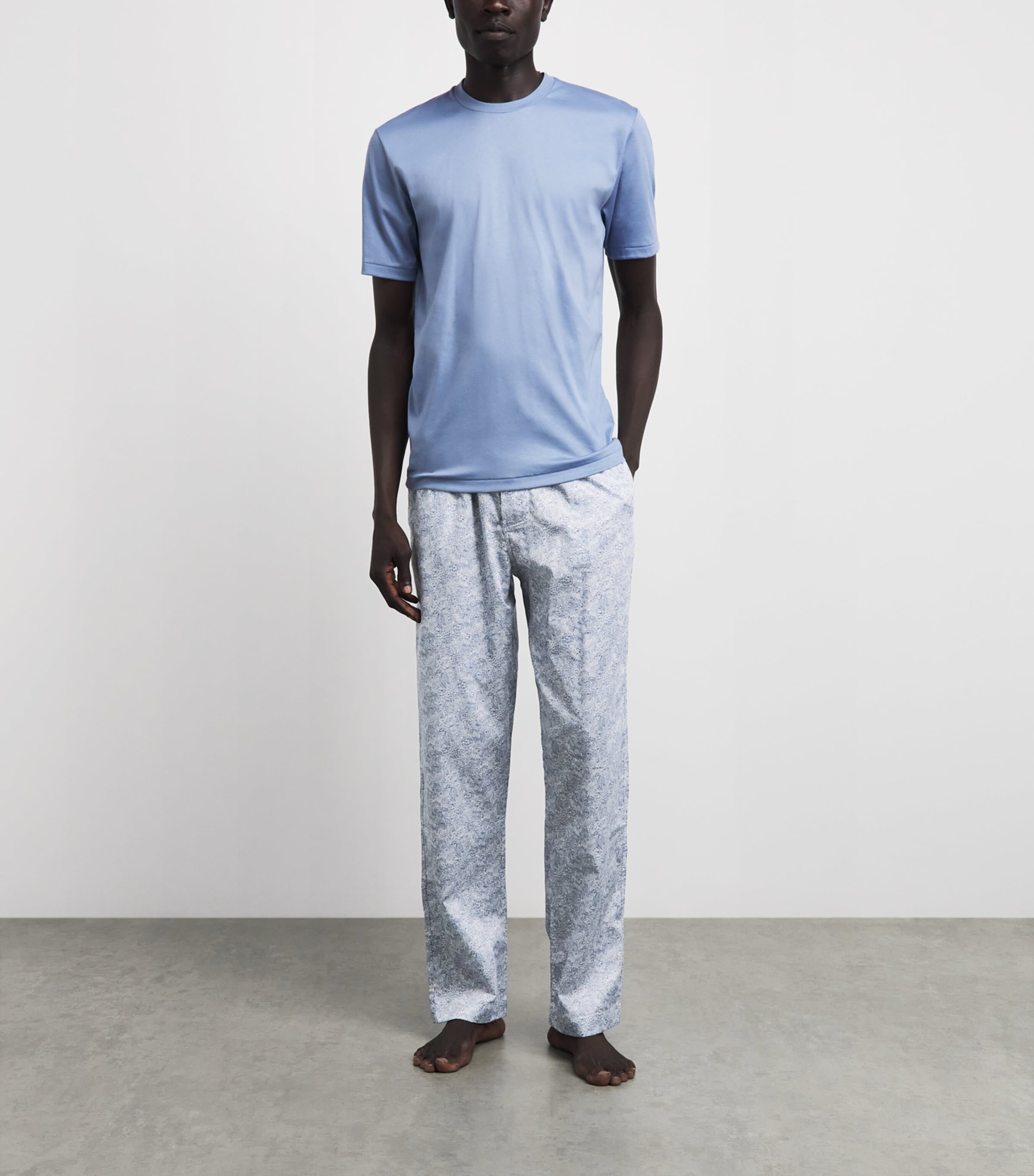 Zimmerli Mens Cotton Printed Pyjama Trousers Stenciled Floral Image 2