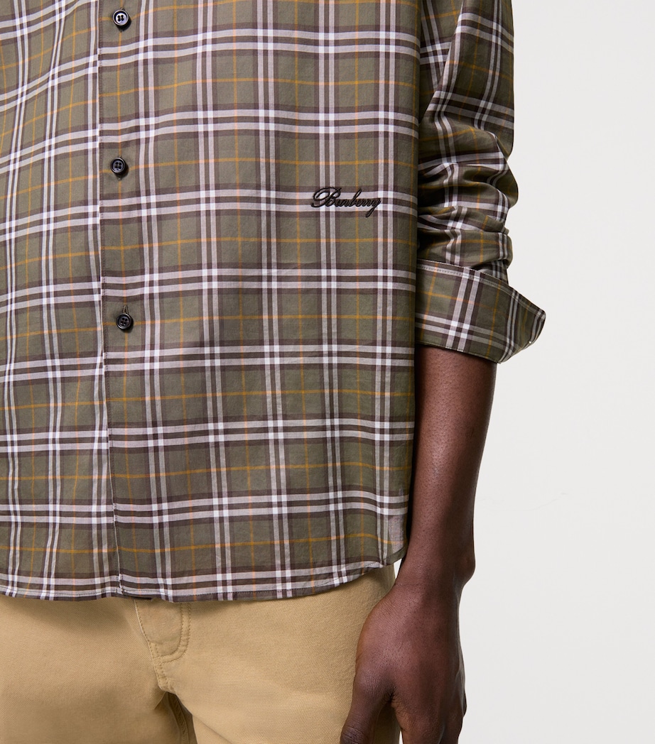 Burberry Mens Cotton Plaid Shirt Finch Brown Ip Check Image 3