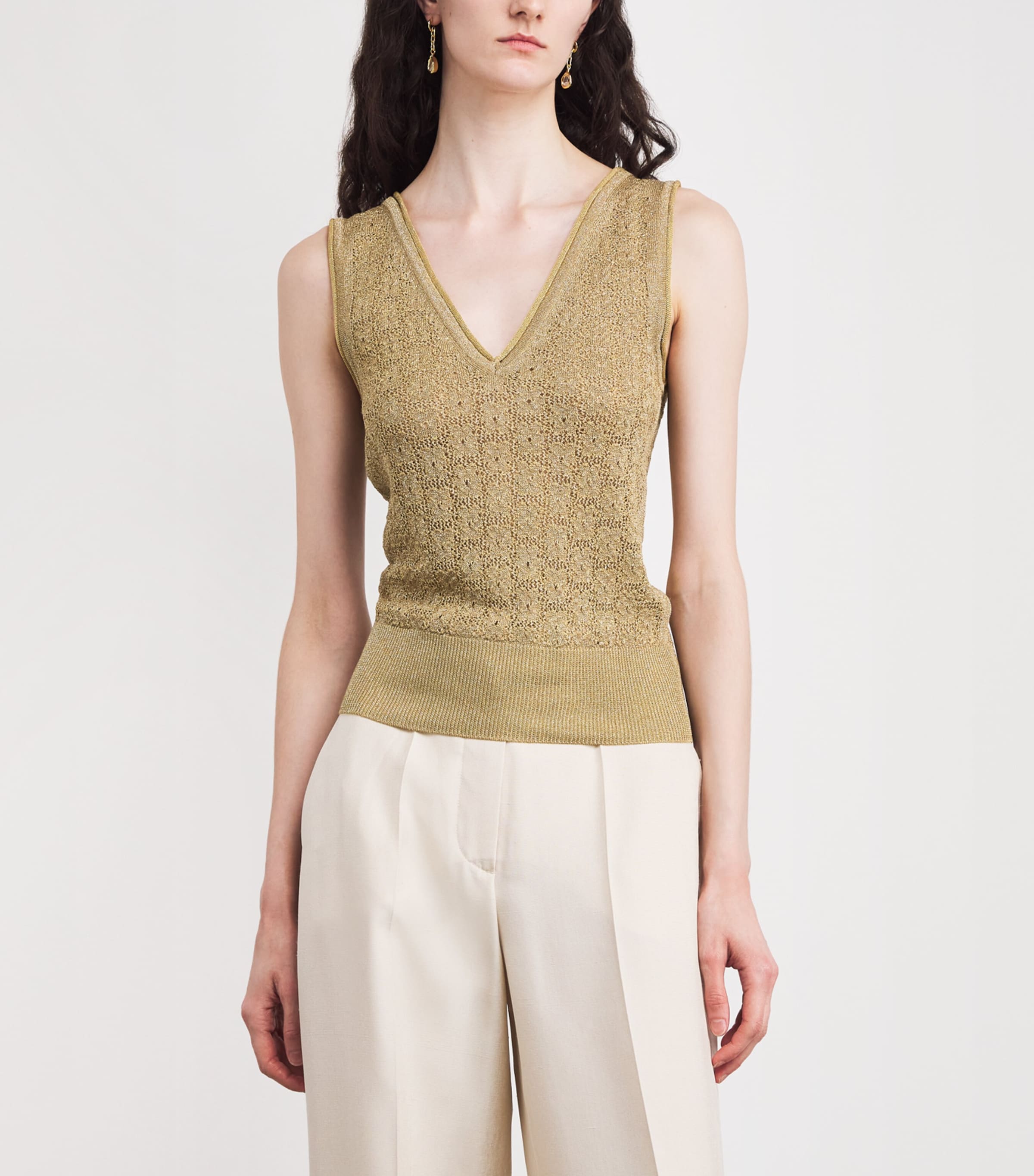 Knitted Lurex Tank Top GLD111 GOLD Image 3