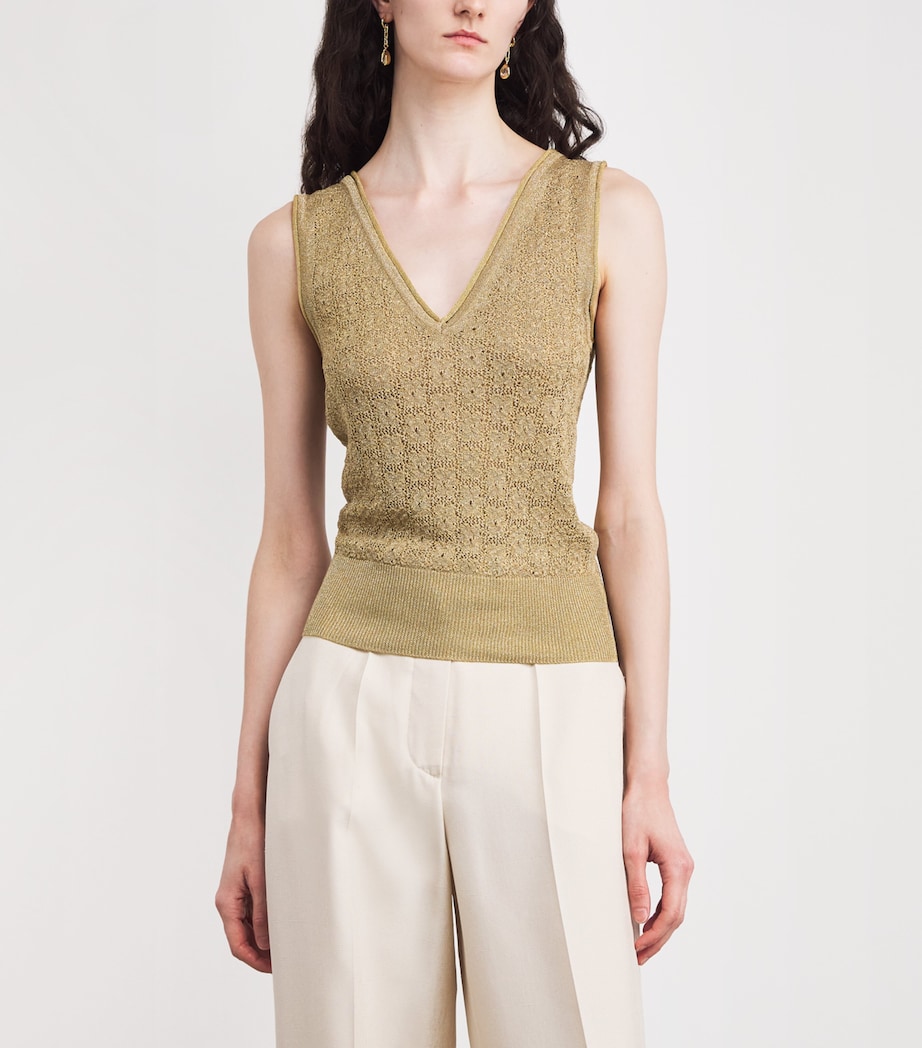 Knitted Lurex Tank Top GLD111 GOLD Image 3