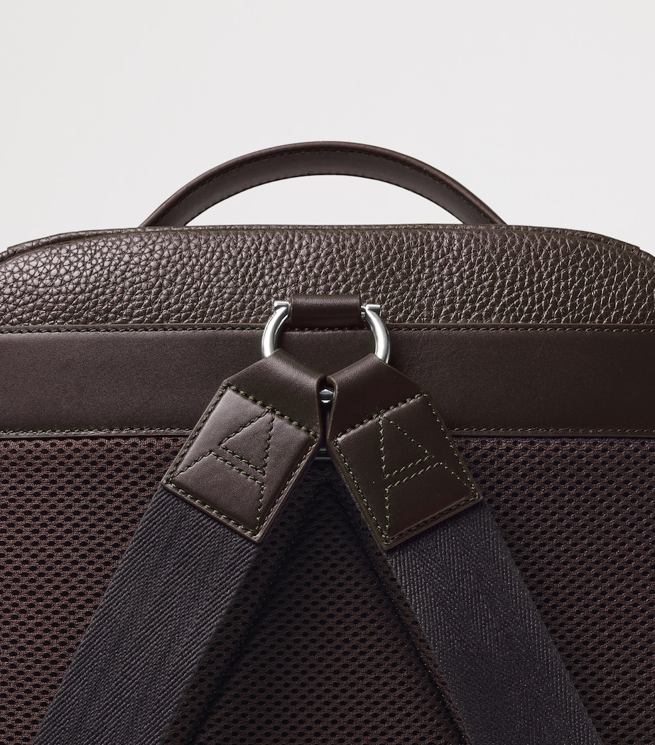 Aspinal Of London Pebbled Leather Reporter Zipped Backpack Chocolate Image 5