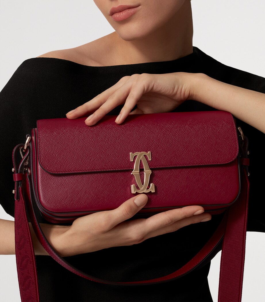 Leather C de Cartier East-West Shoulder Bag CHERRY Image 9