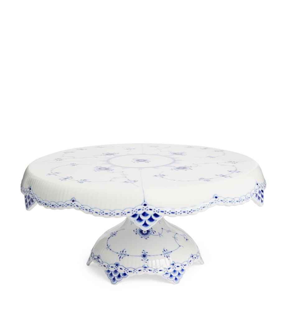 Blue Fluted Full Lace Cake Stand BLUE Image 1