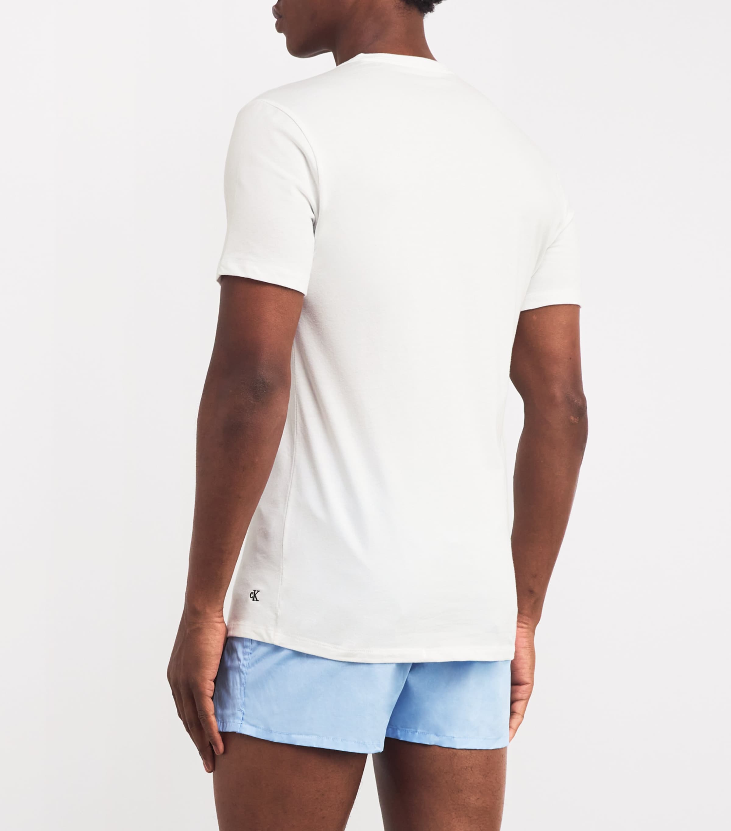 Stretch-Cotton V-Neck T-Shirts (Pack of 3) 100-WHITE Image 3