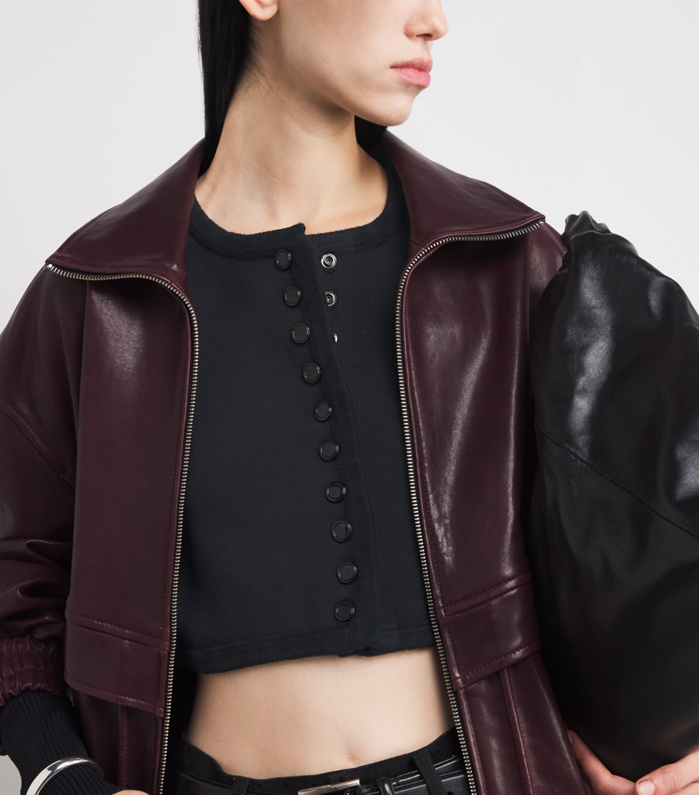 Cropped Cardigan BLACK Image 6