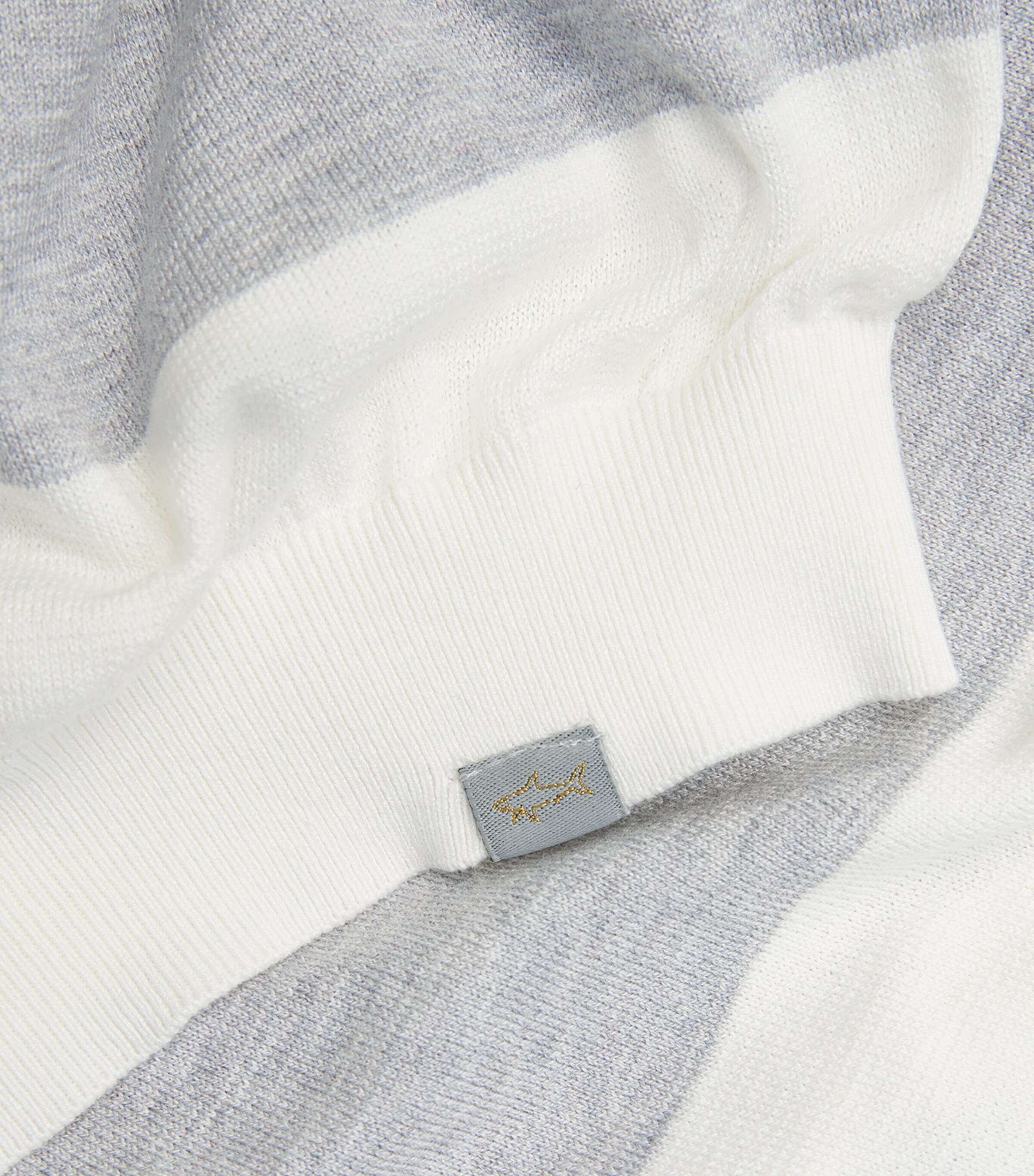 Silk-Cotton Stripe Polo Shirt 202PLM + WHSPR WHT Image 5