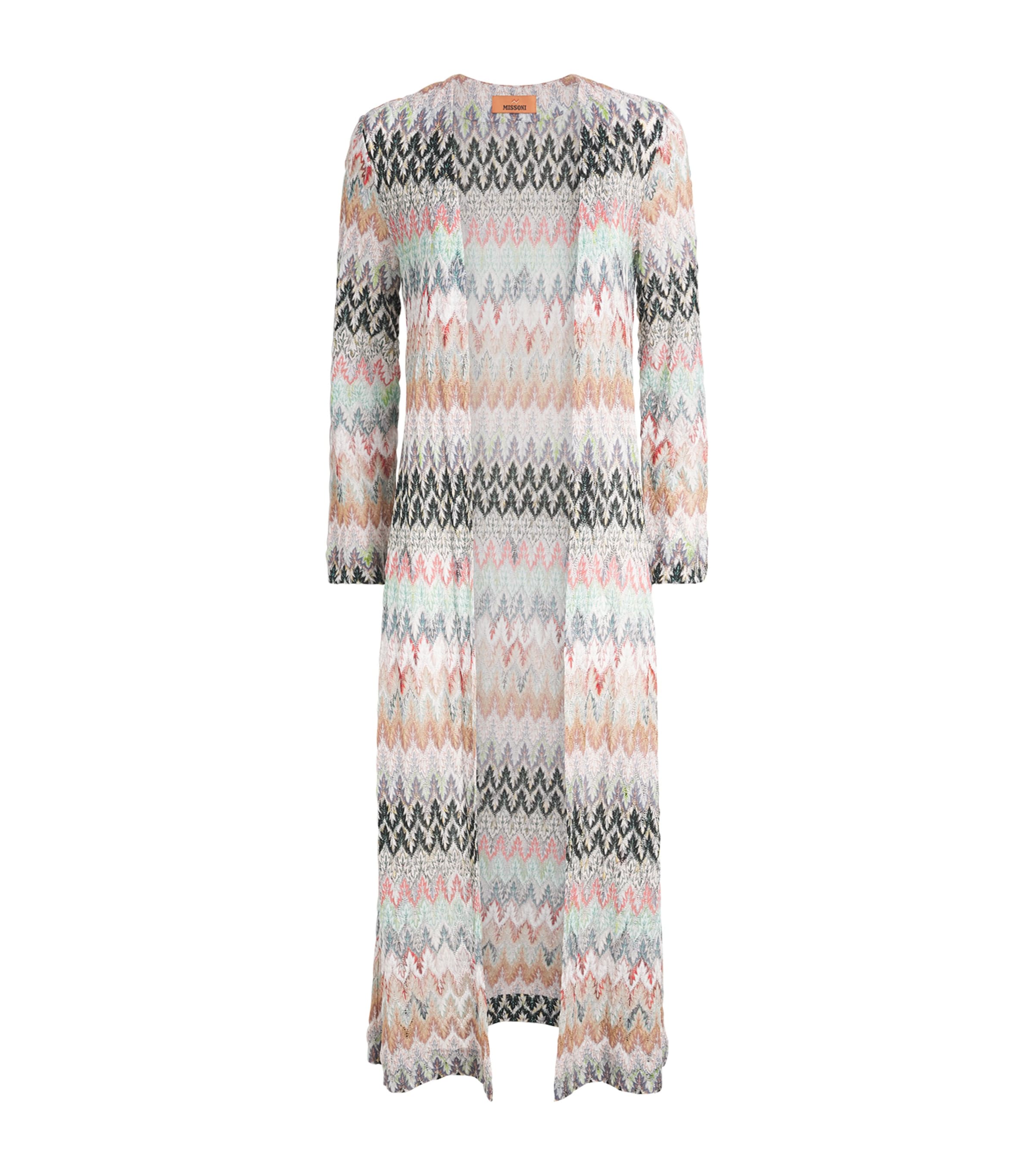 Missoni Womens Lurex Zigzag Long Cardigan Wht/pink/blue Image 1