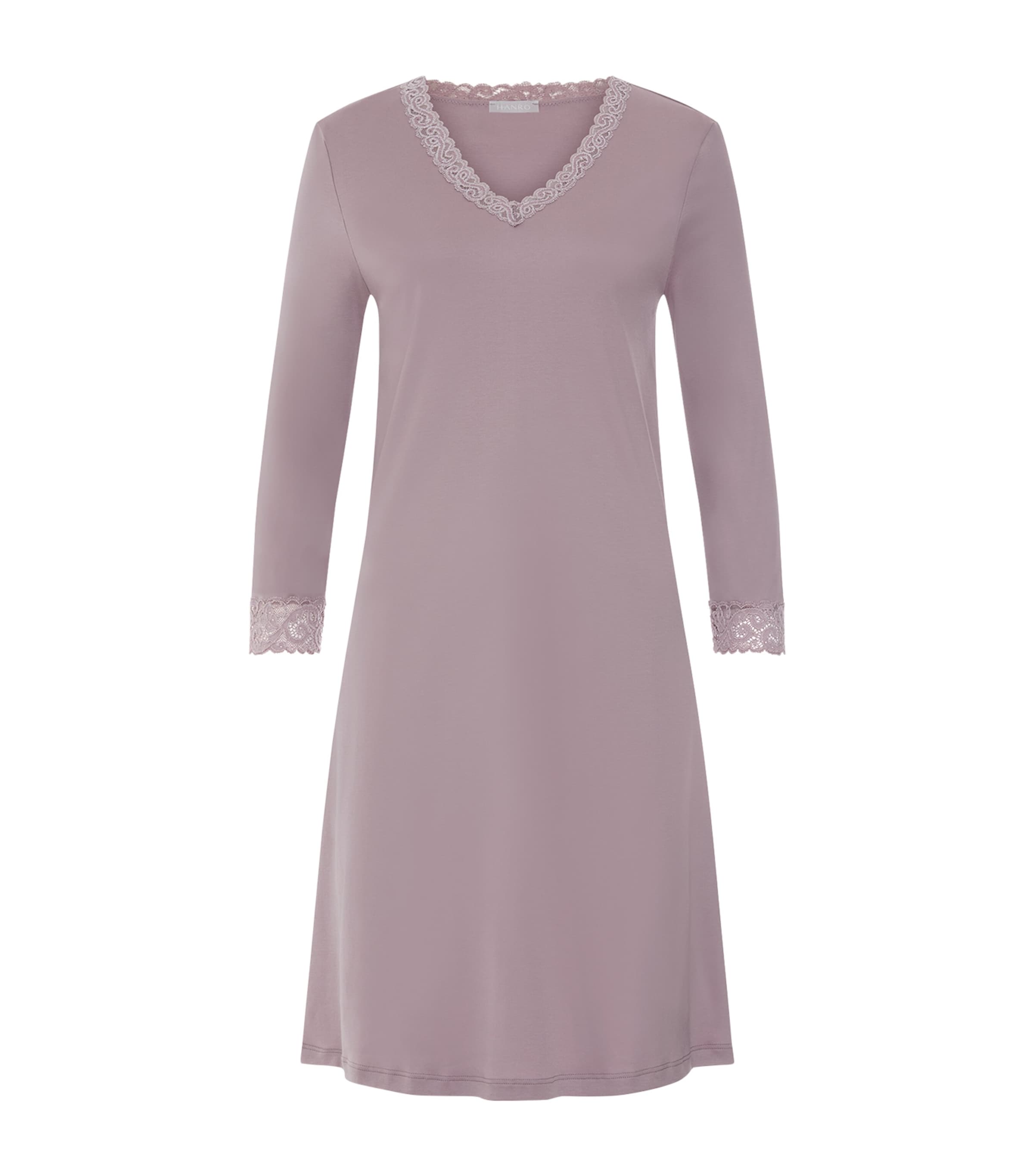 Hanro Womens Lace-Trim Moments Nightdress Stormy Rose Image 1