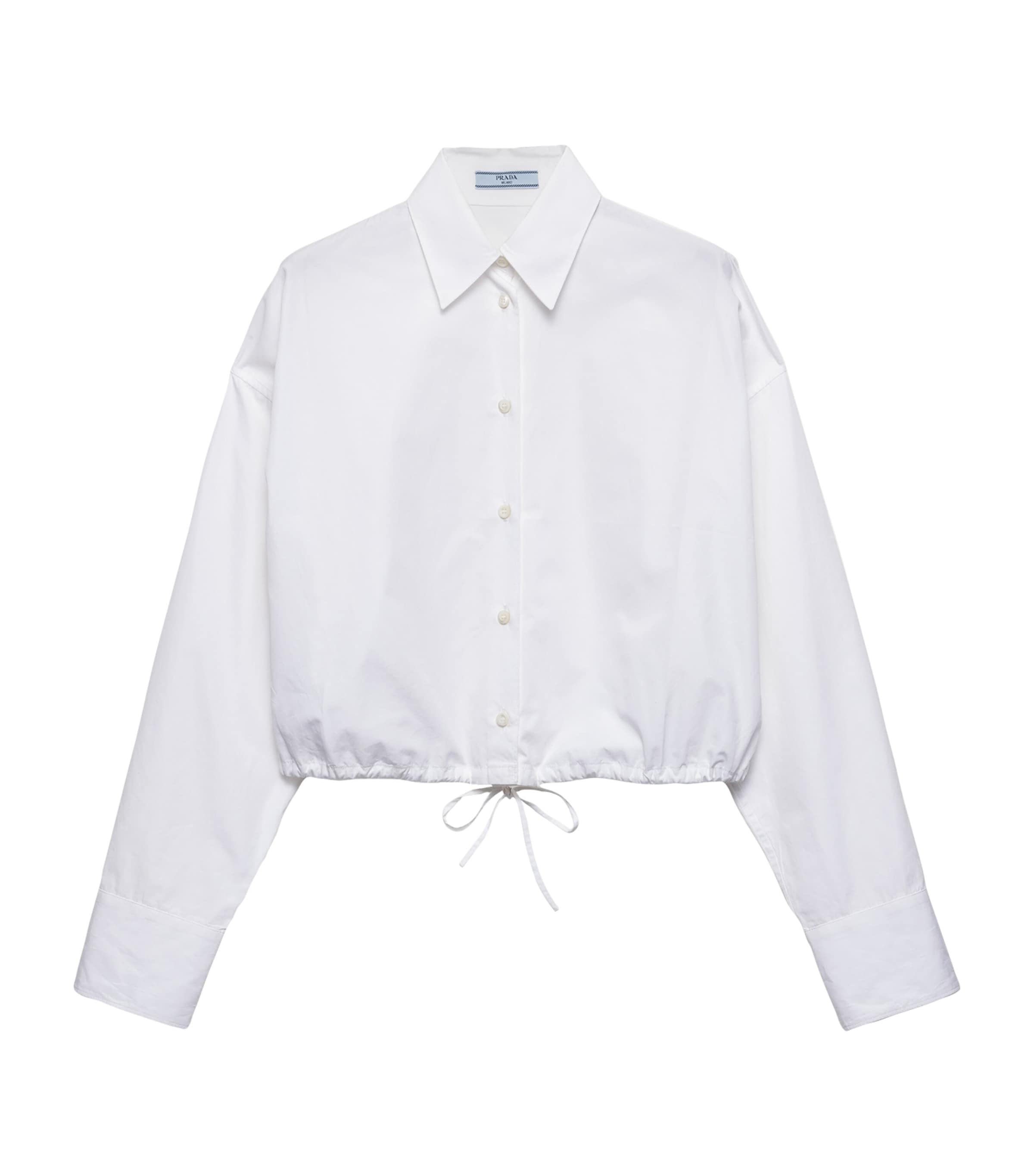 Prada Drawstring Poplin Shirt In White