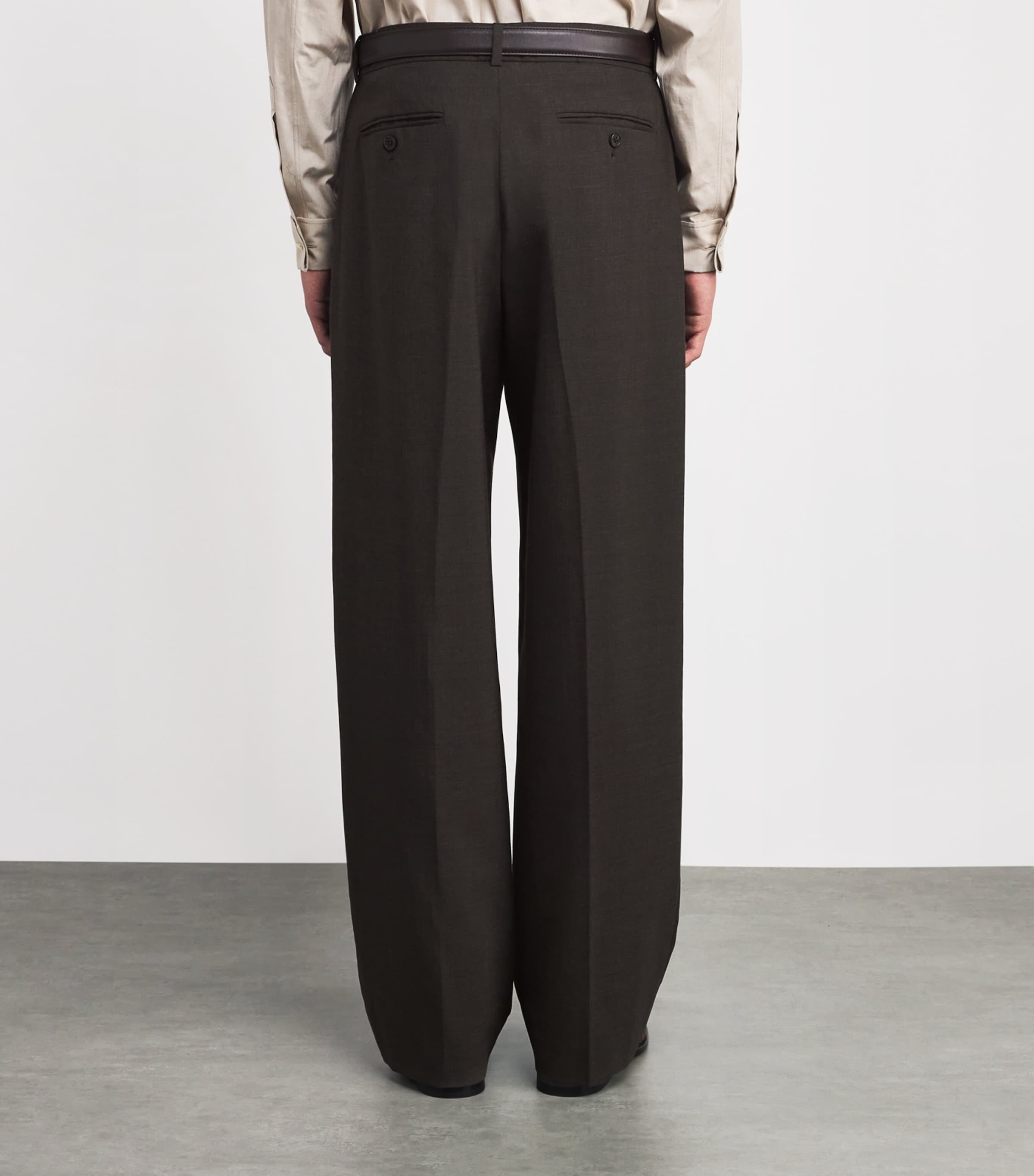 The Row Mens Thom Wool Trousers Dark Brown Image 4