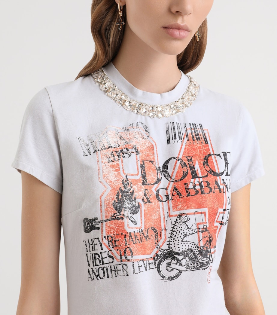 Dolce&Gabbana Womens Cotton-Blend Graphic T-Shirt Ligh Image 2