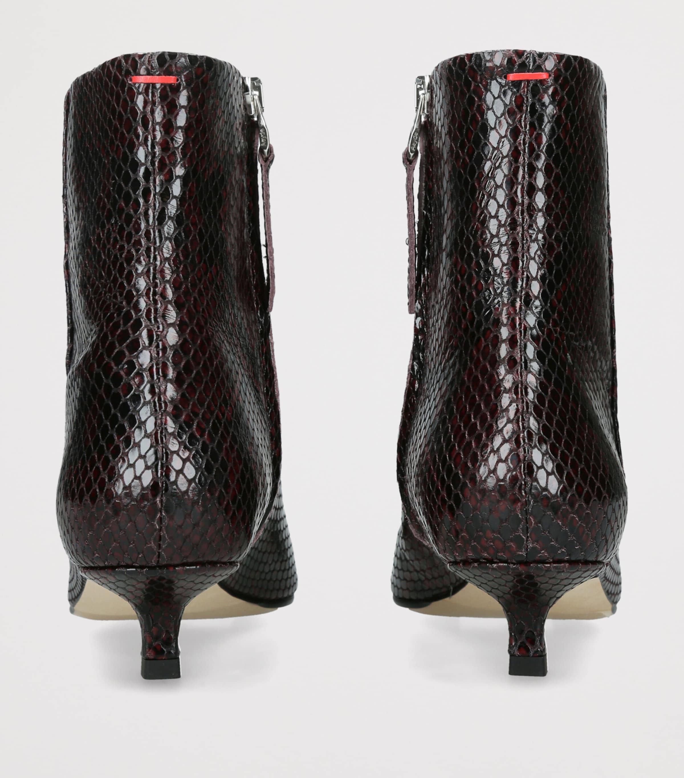 aeyde Leather Snake Print Sofie Heeled Boots 35 Wine Comb Image 2