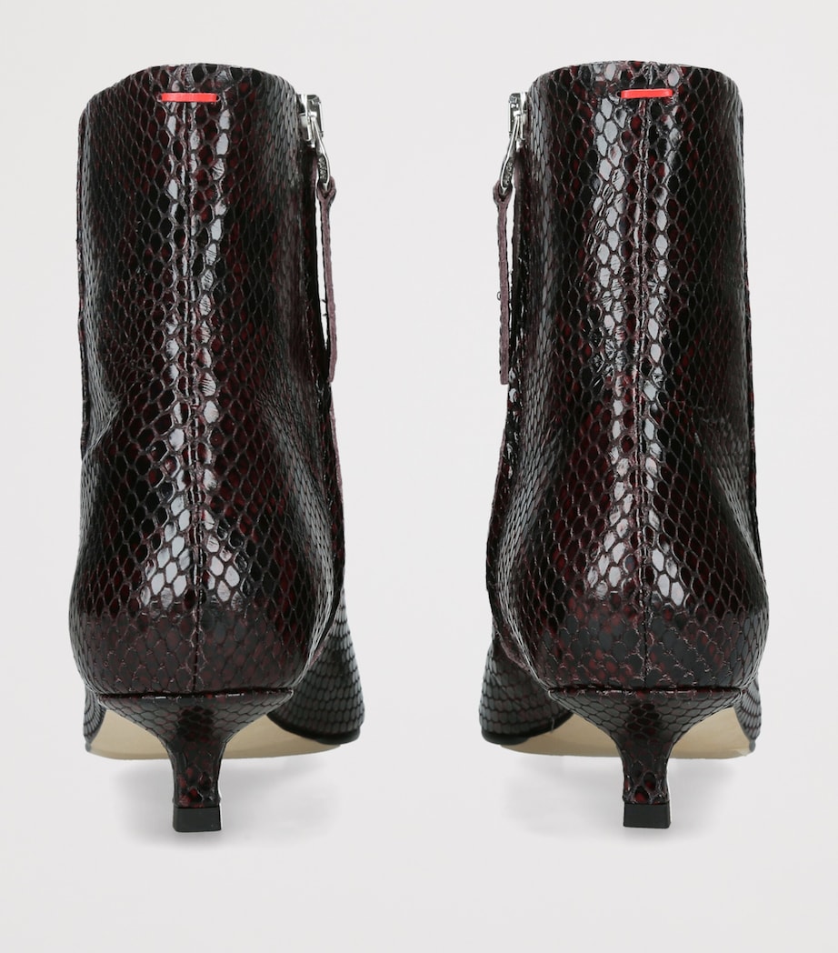 aeyde Leather Snake Print Sofie Heeled Boots 35 Wine Comb Image 2