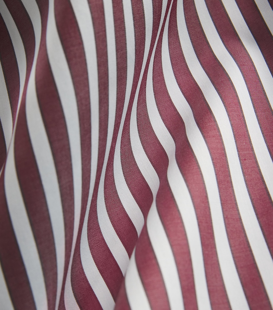 Eton Mens Organic Cotton Bengal Stripe Shirt Dark Red Image 6