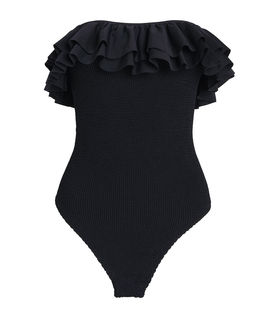 Hunza G Womens Frill Eloise Swimsuit Black Image 1