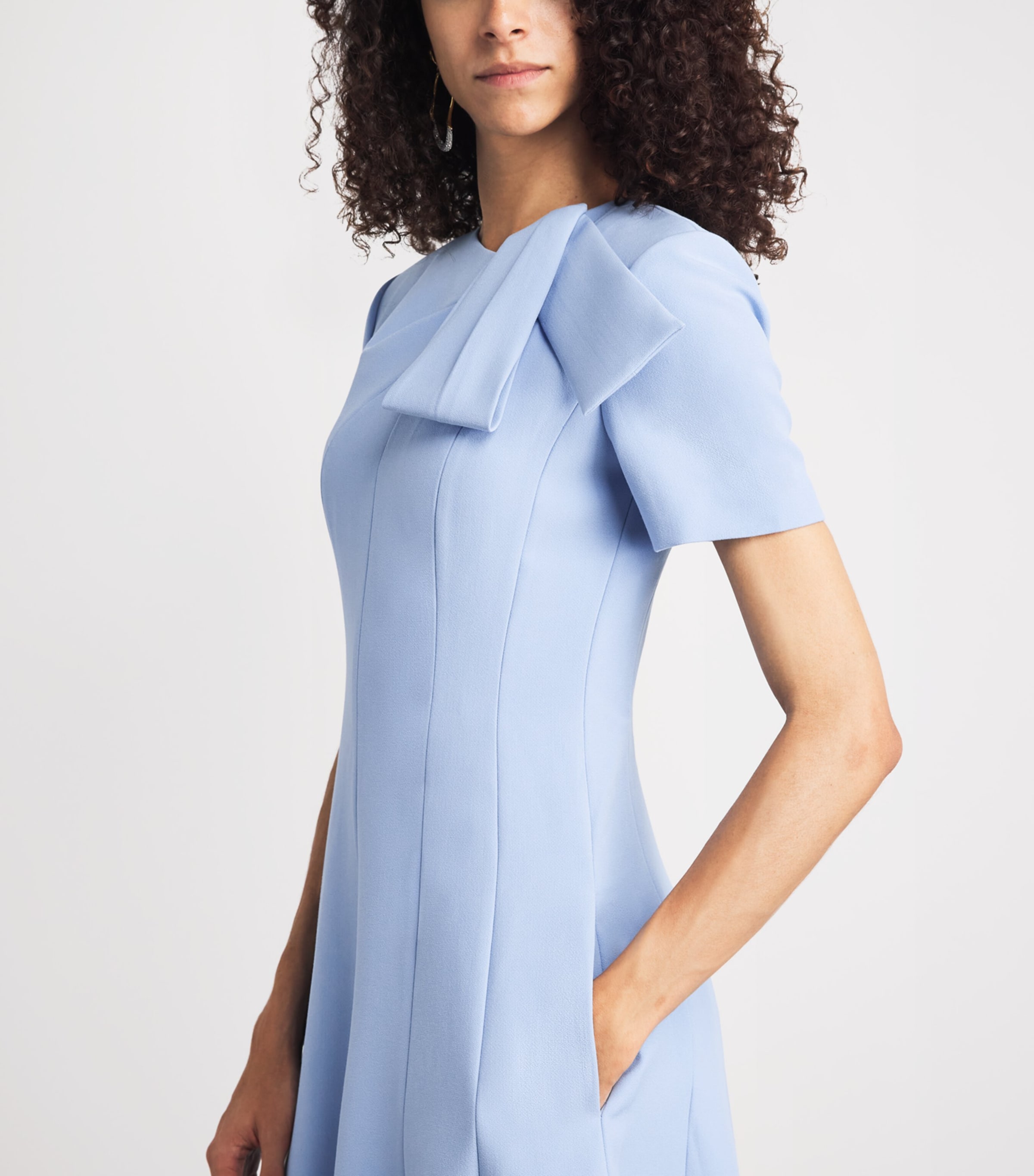Roland Mouret Womens Crepe Bow-Detail Midi Dress Blue Image 5