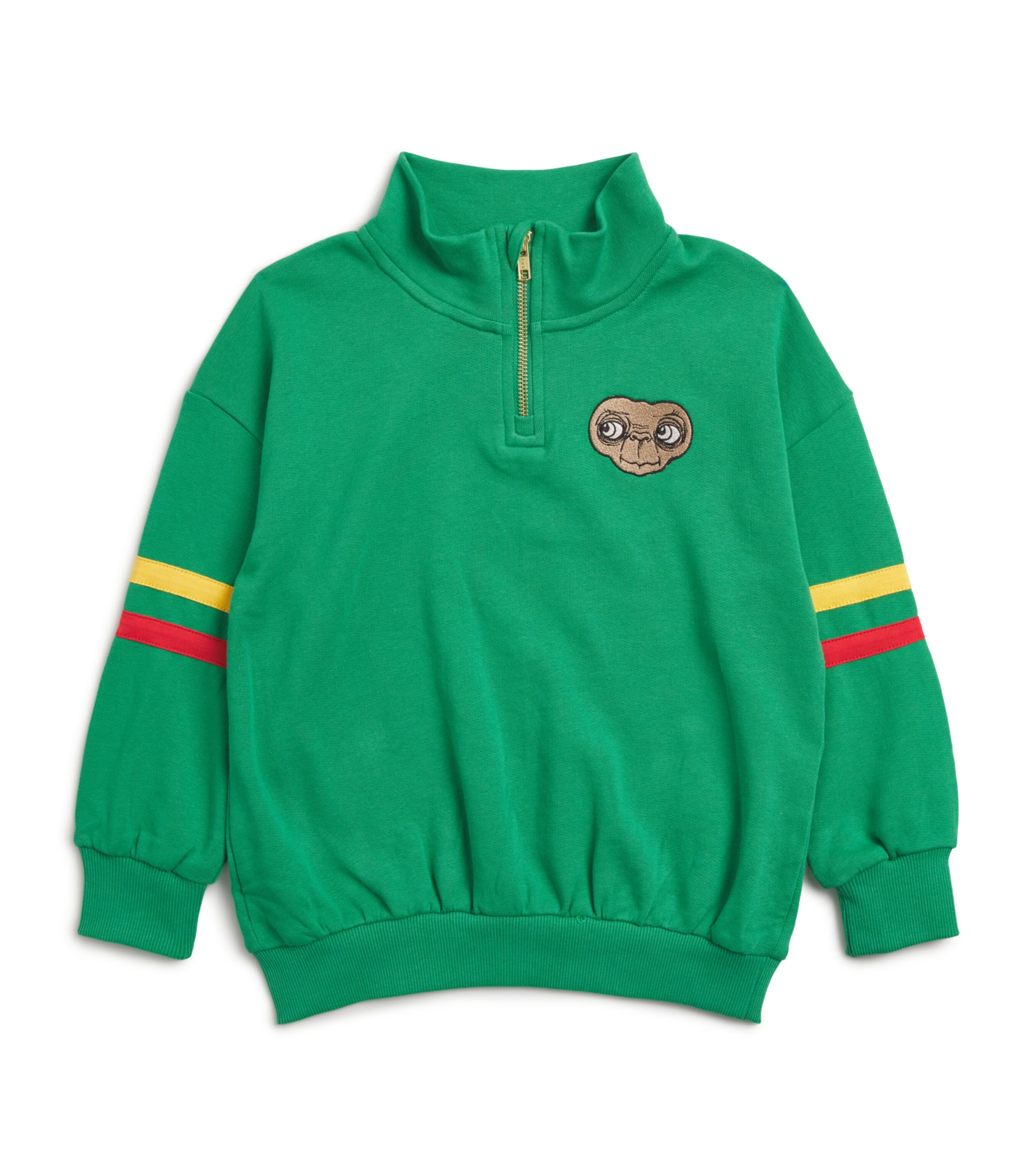 Mini Rodini x E.T. Organic Cotton Half-Zip Sweatshirt (3-11 Years) Green Image 1