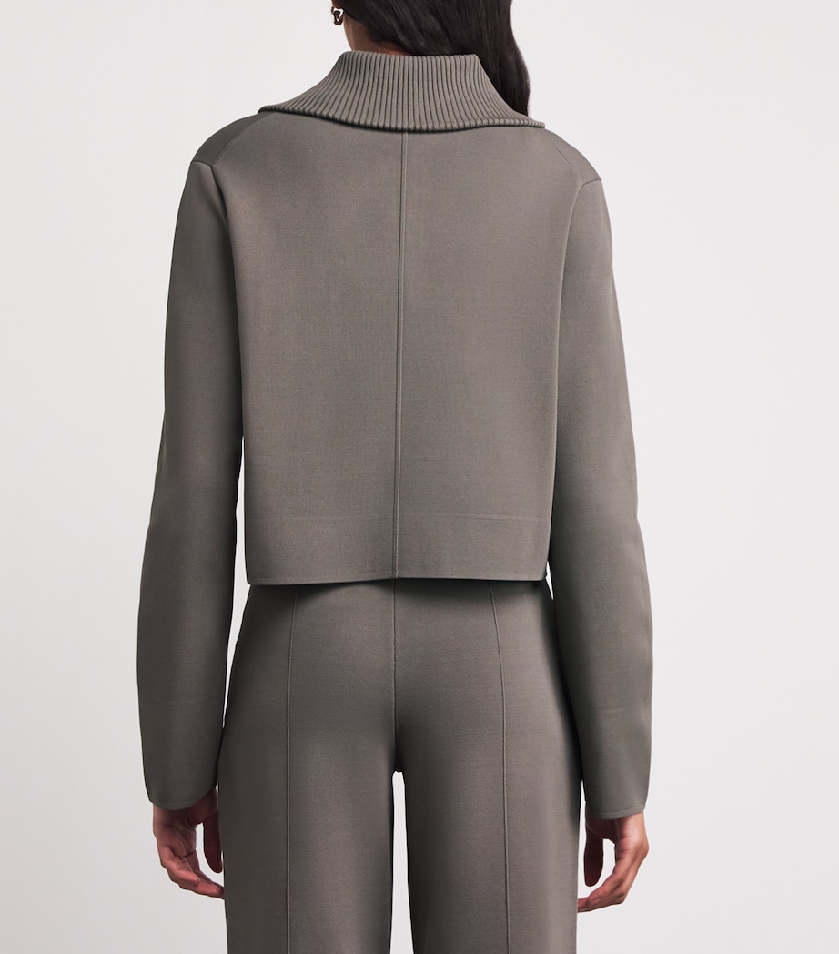 Milano-Knit Collared Jacket MUSHROOM Image 4