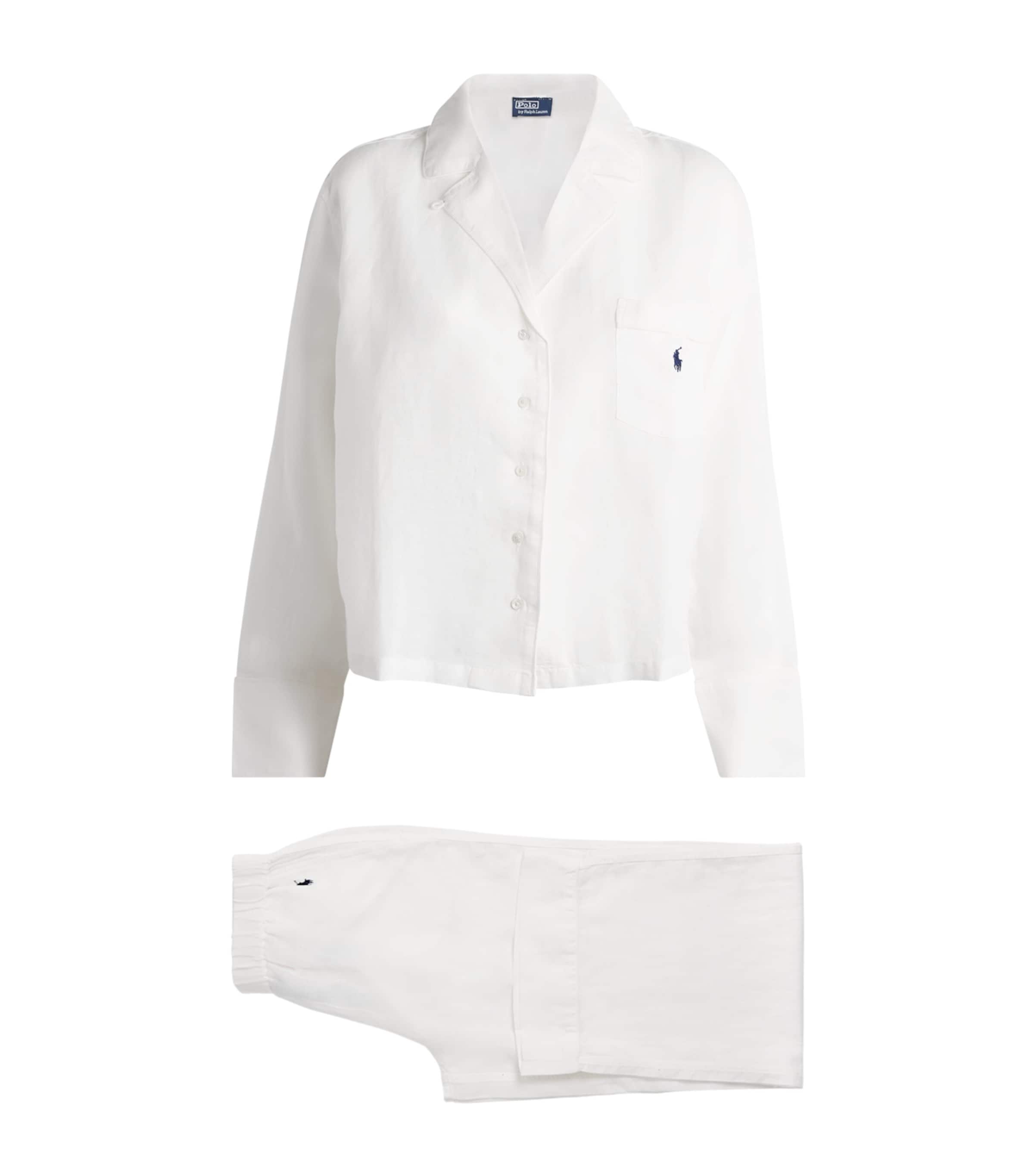 Polo Ralph Lauren Womens Linen-Cotton Pyjama Set White Cloud Image 1