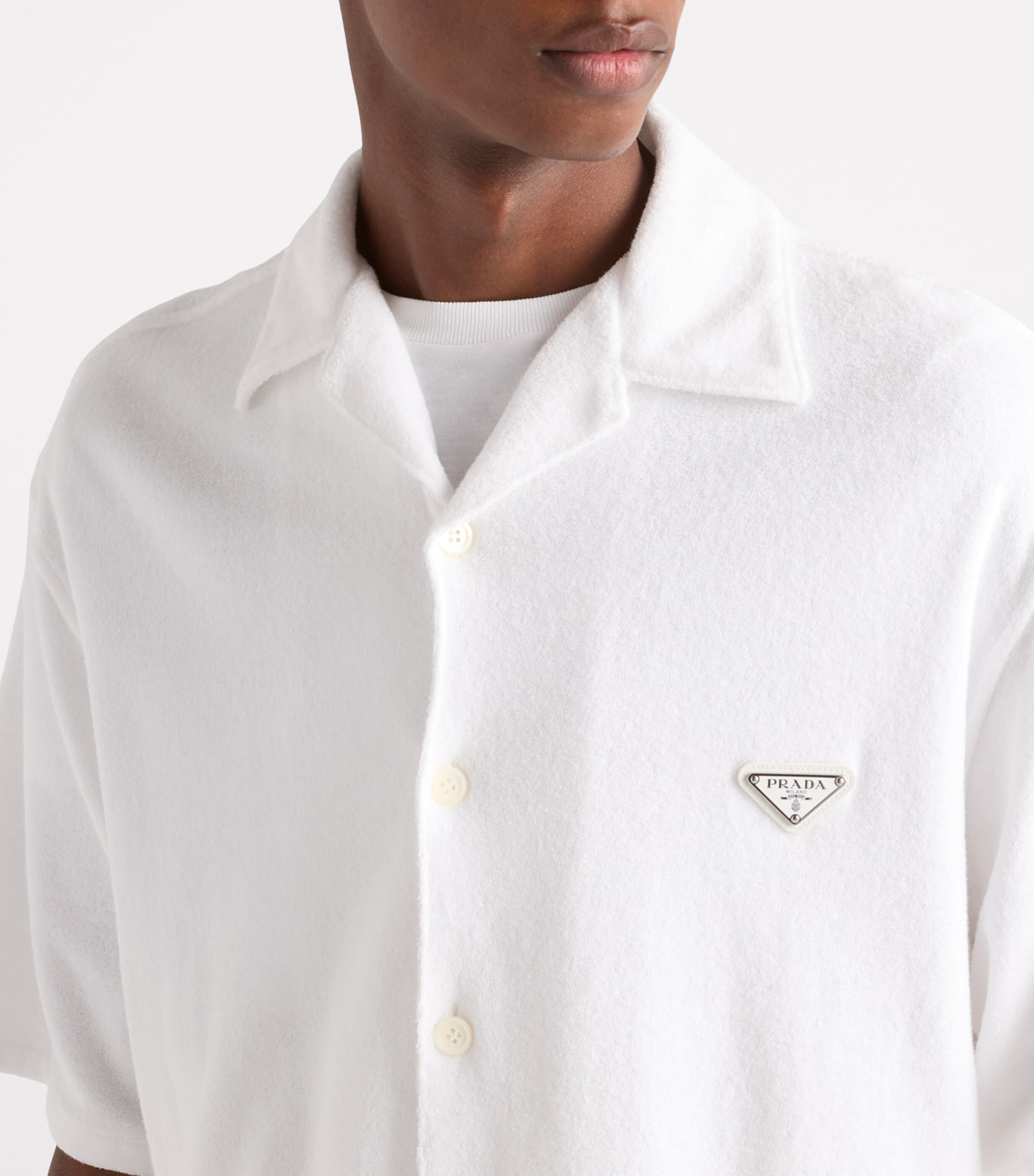 Prada White Terry Towelling Short-Sleeve Shirt | Harrods UK