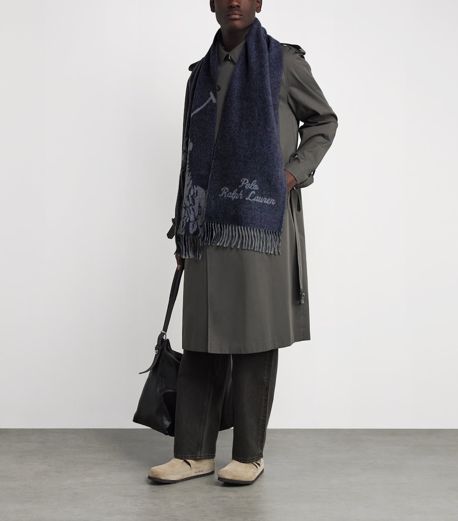 Wool-Blend Big Pony Jacquard Scarf MD GRY LT Image 2