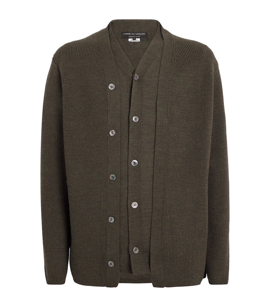 Wool Double-Layered Cardigan TOP KHAKI Image 1