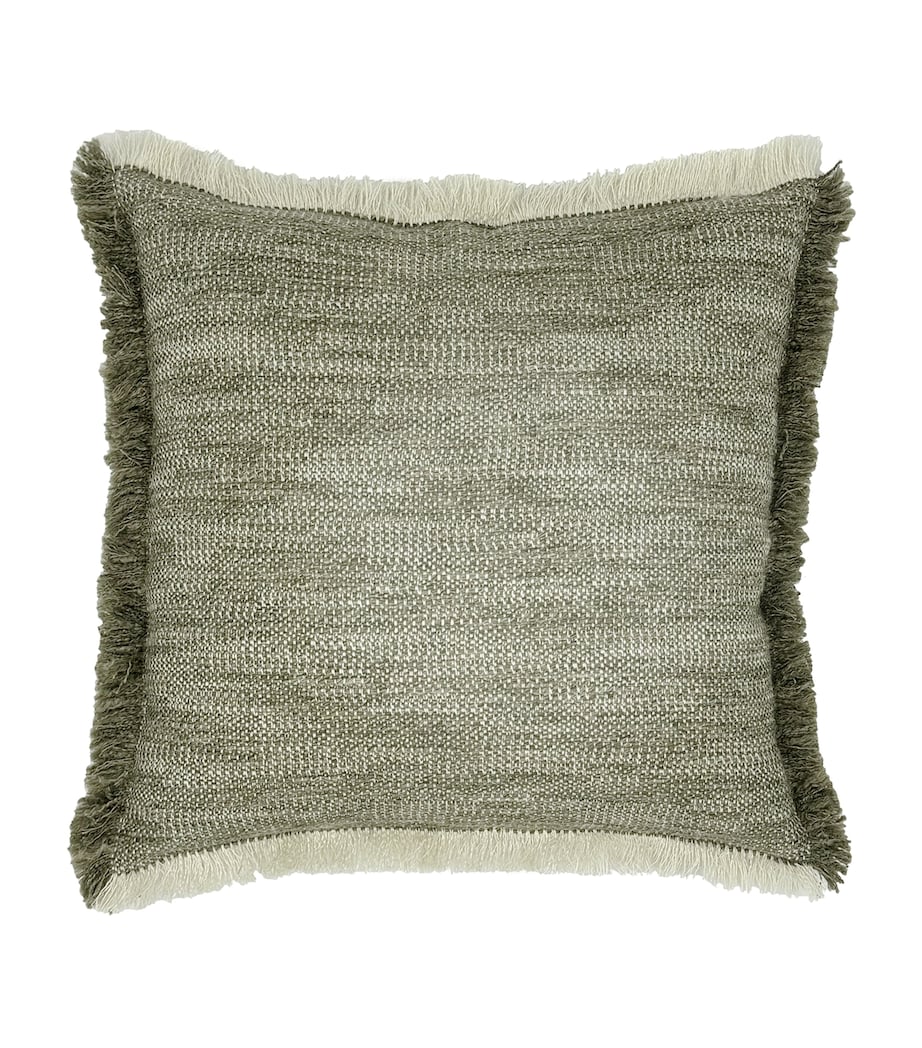 Linen-Wool-Blend Fringe Tatami Cushion (50cm x 50cm) TEA Image 1