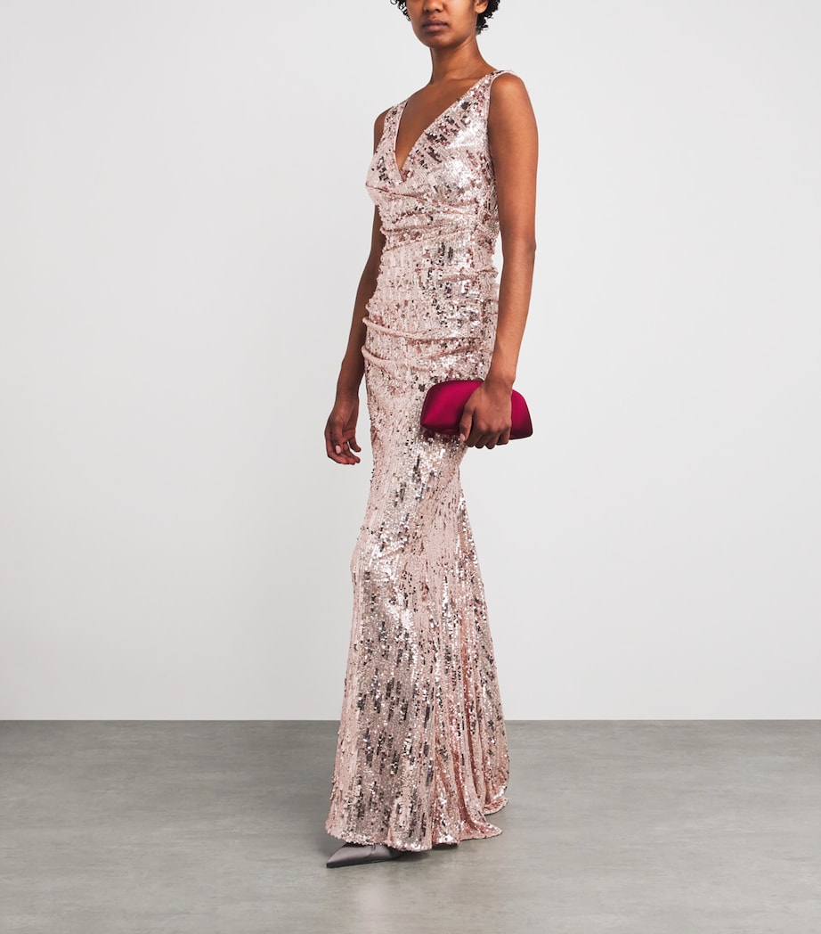 Sequinned V-Neck Gown MARBLE Image 2