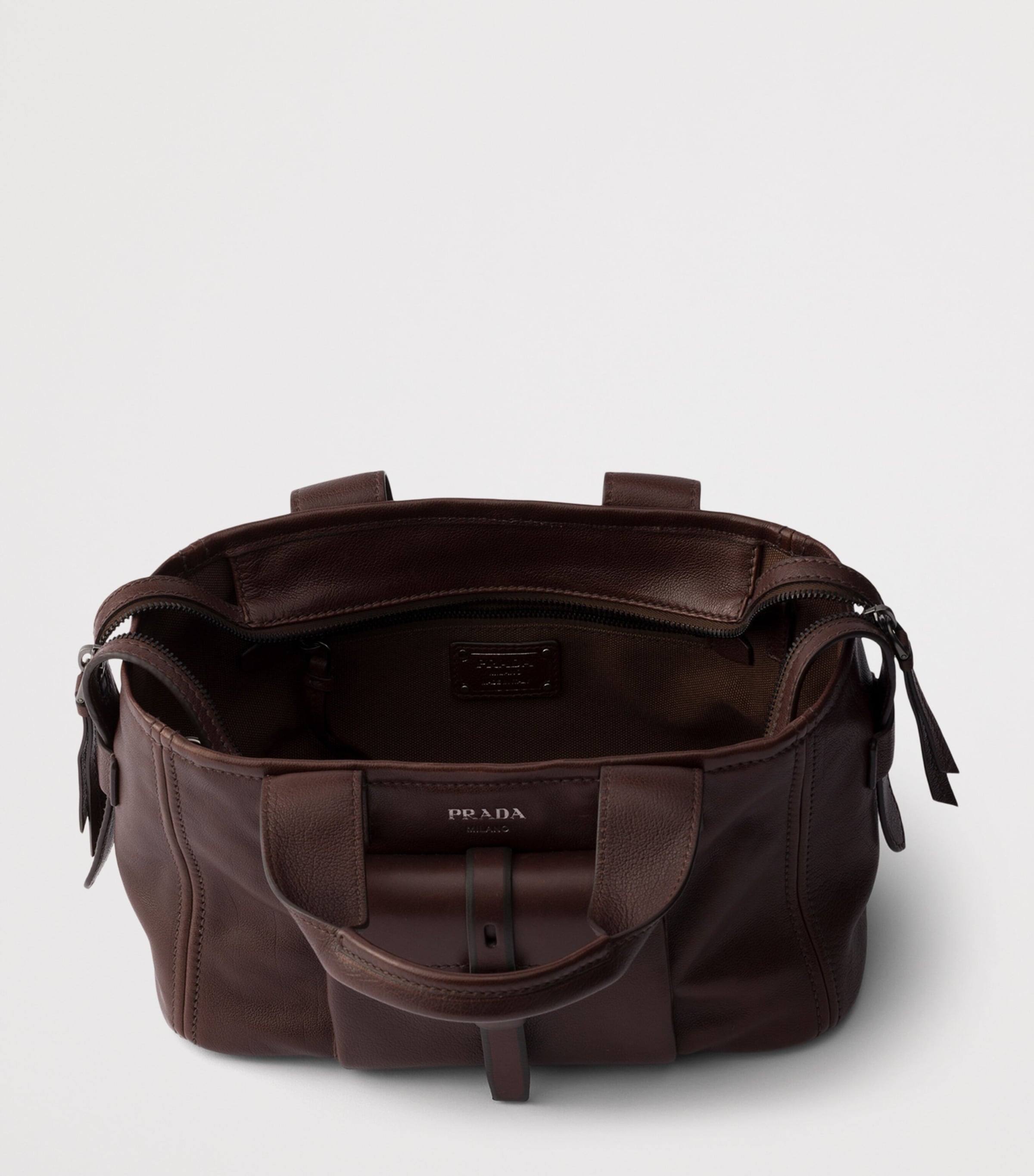 Prada Medium Buffalo Leather Route Tote Bag Brown Image 4