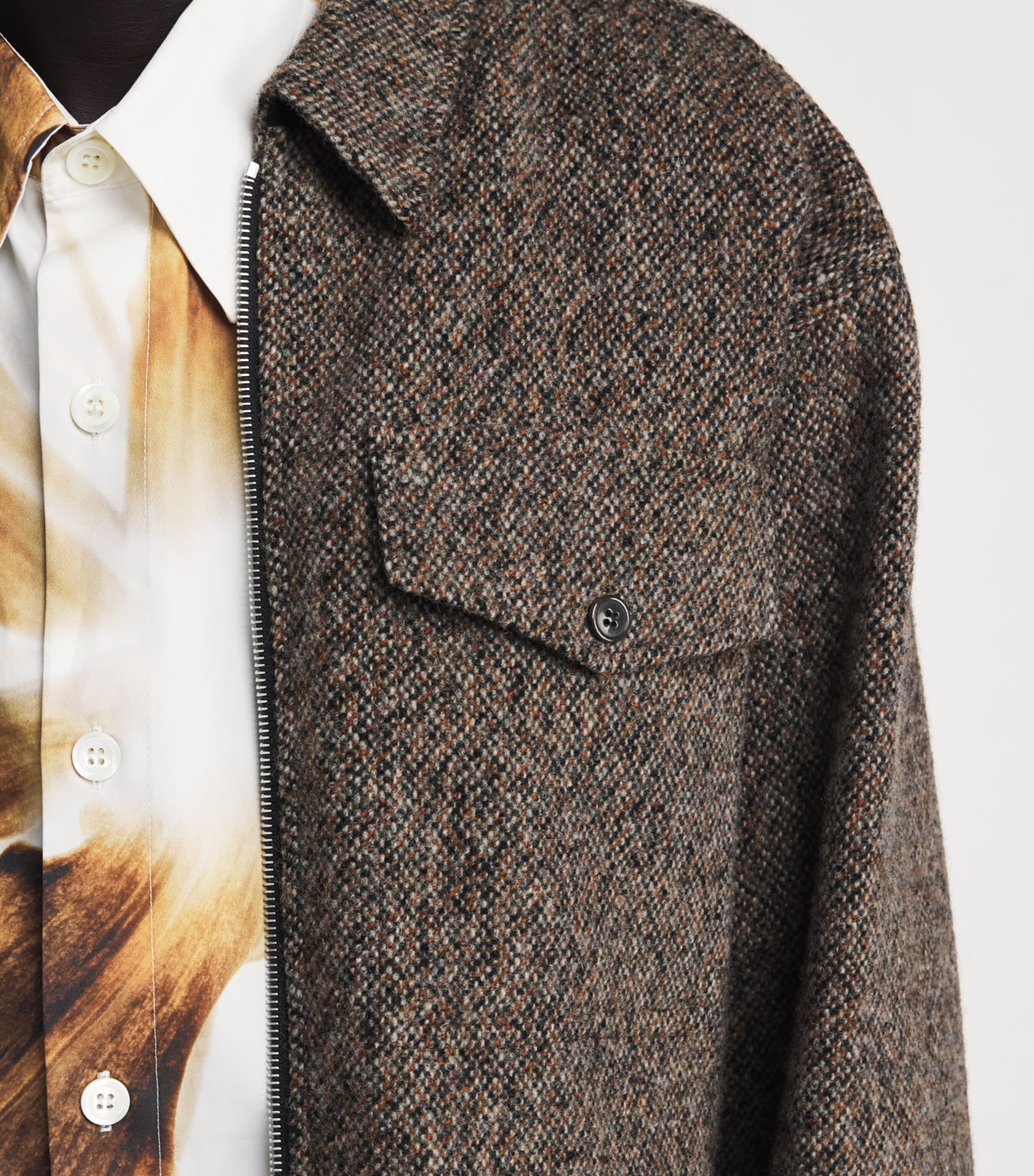 Wool-Blend Zip-Up Overshirt RUST Image 6