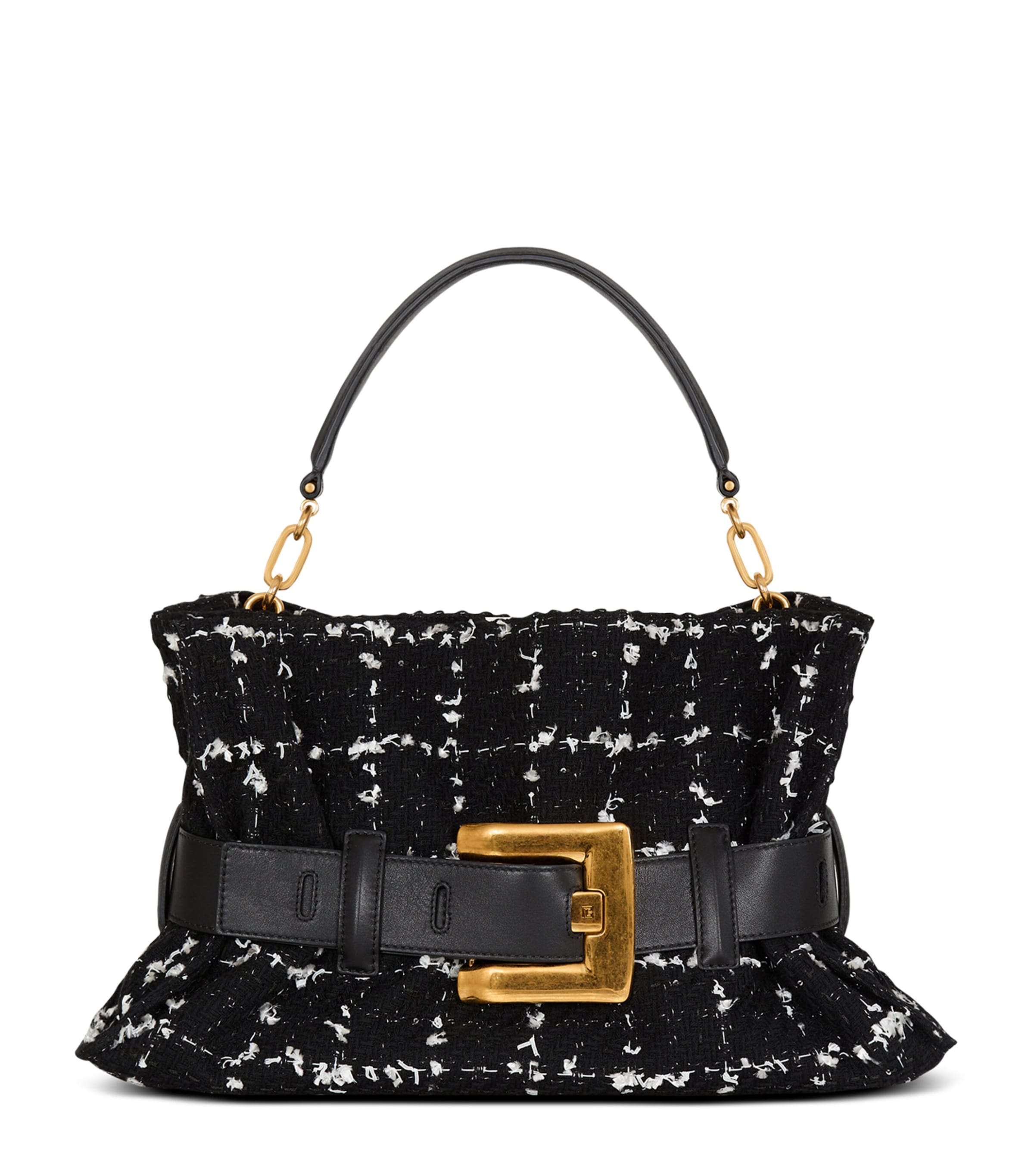 Balmain Medium Tweed Anthem Shoulder Bag Eab Noir/blanc Image 1