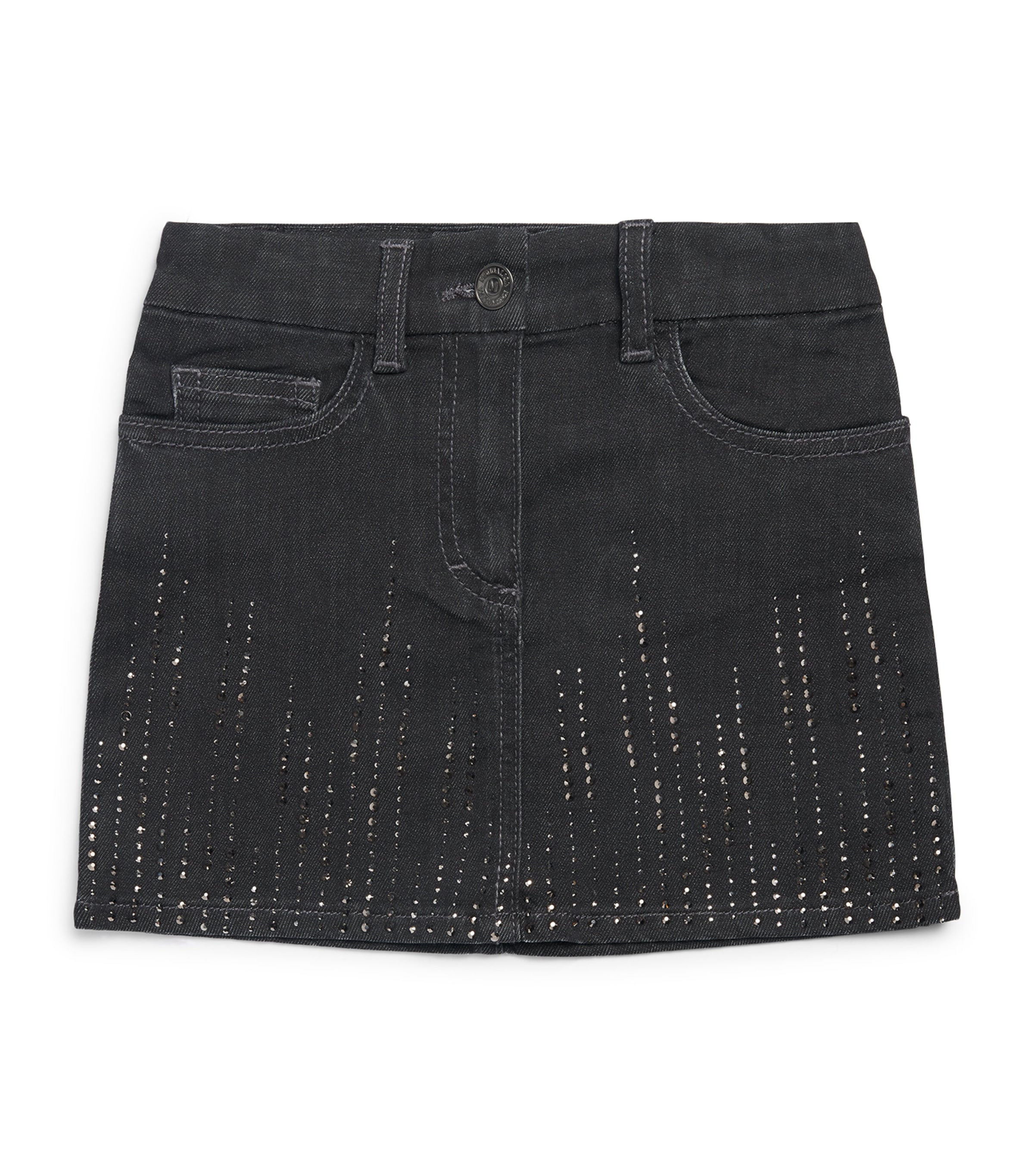 Monnalisa Embellished Stretch-Denim Skirt (4-12 Years) Grigio Medio Image 1