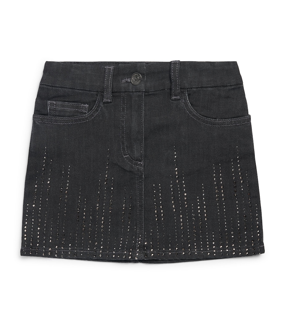 Monnalisa Embellished Stretch-Denim Skirt (4-12 Years) Grigio Medio Image 1