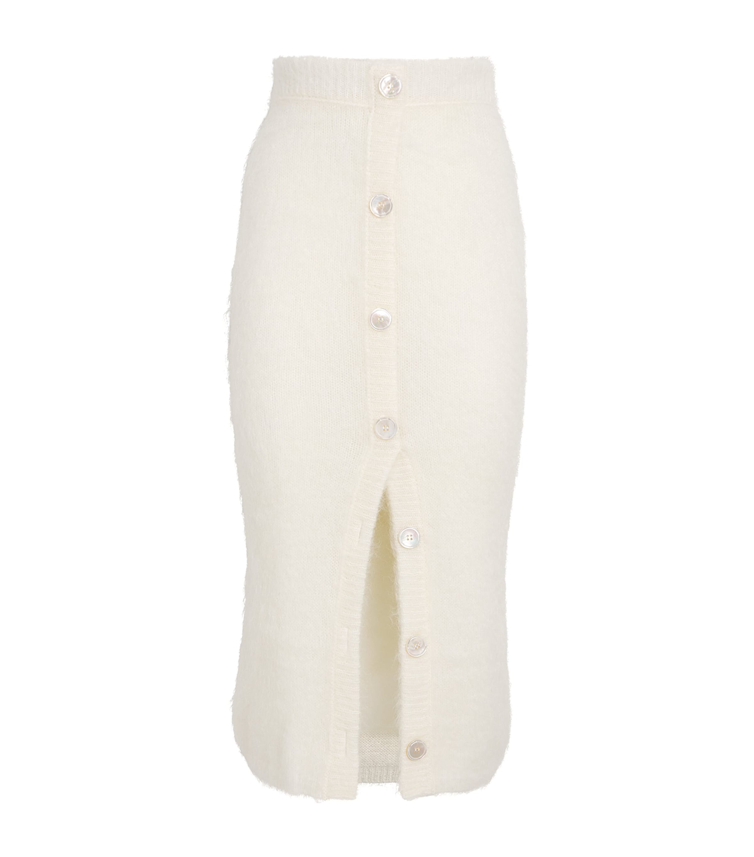 Alessandra Rich Mohair-blend Midi Skirt In White