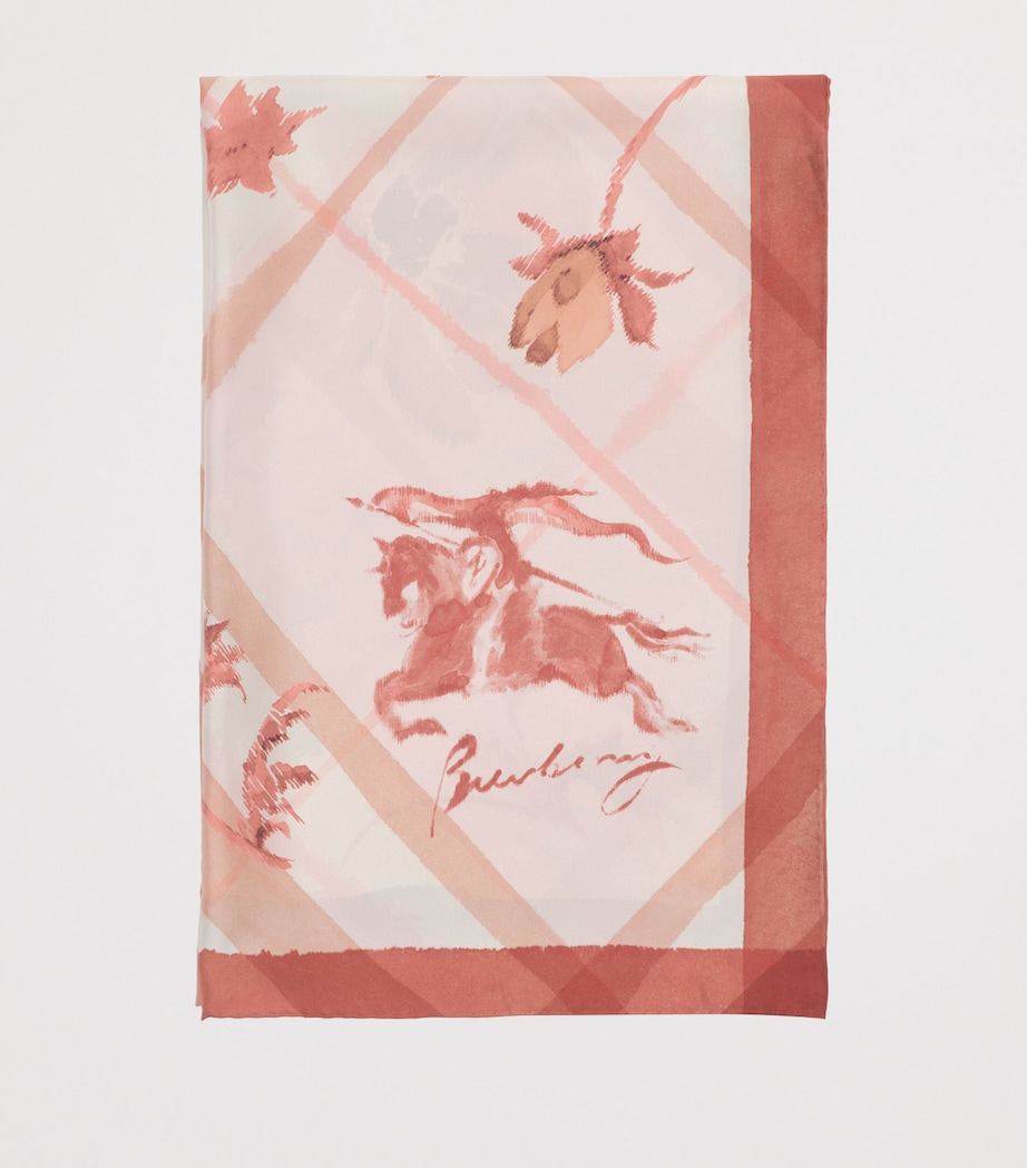 Burberry Silk Watercolour Check Scarf Quartz Pink Image 2
