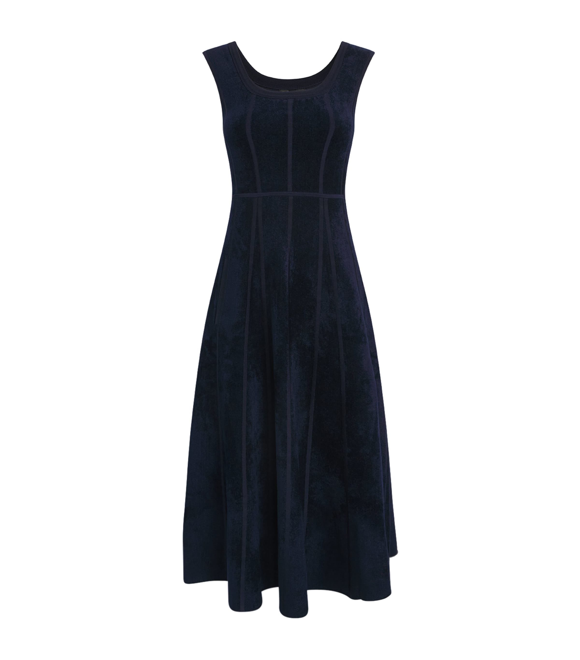 Maje Terry Structured Midi Dress In Blue