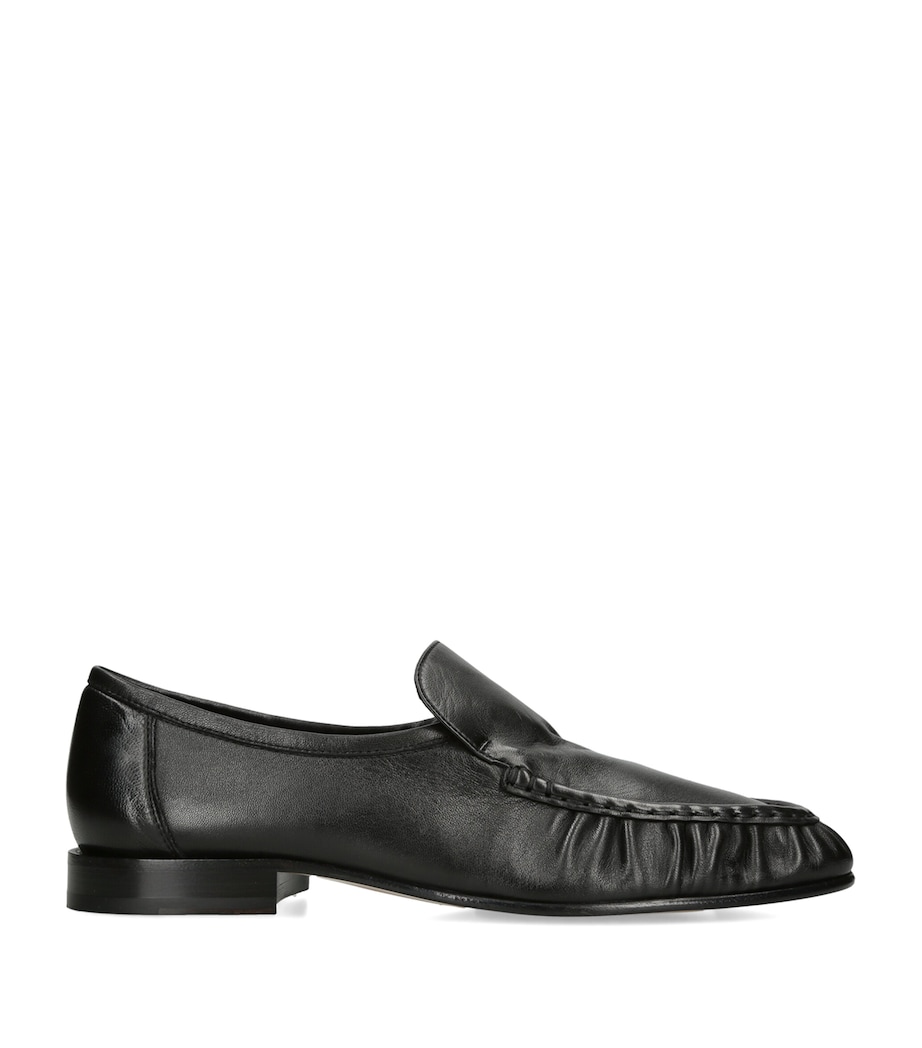 The Row Soft Moccasin Two Leather Loafers Black Image 1