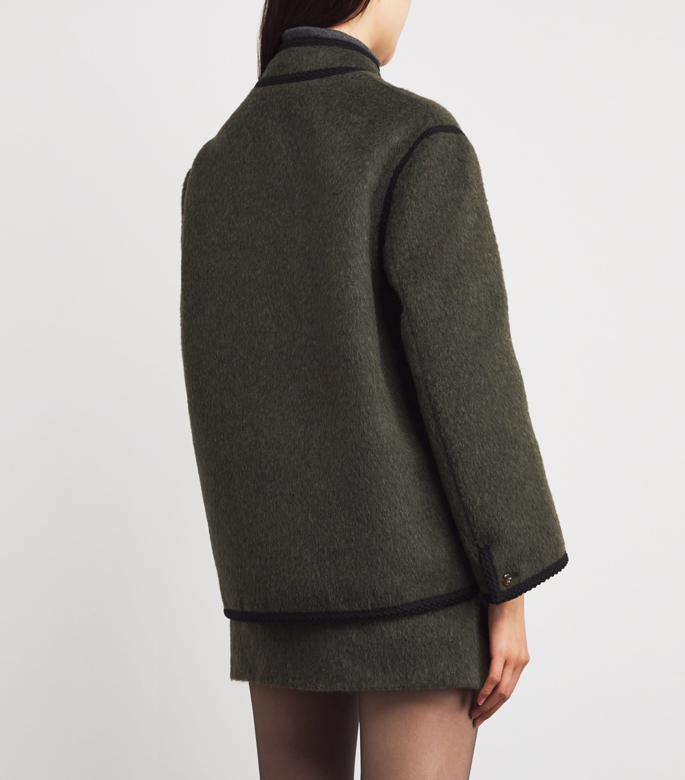 Mohair-Wool-Blend Curly Jacket V005 DARK GREEN Image 4