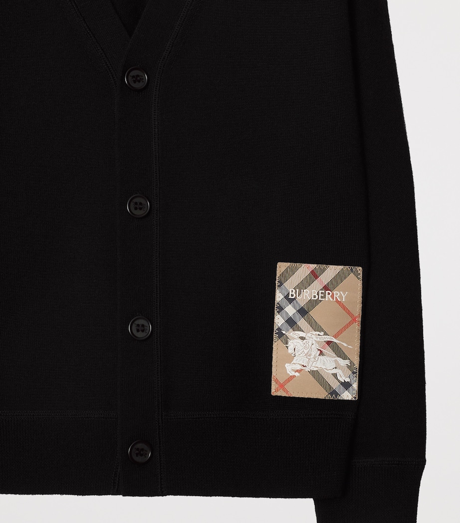 Wool Check Label Cardigan (3-12 Years) BLACK Image 3