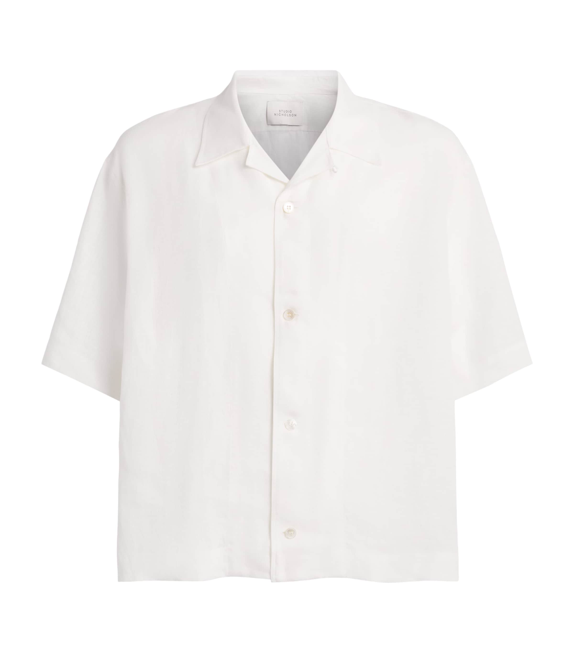 Studio Nicholson Mens Linen Relaxed Shirt Milk Image 1