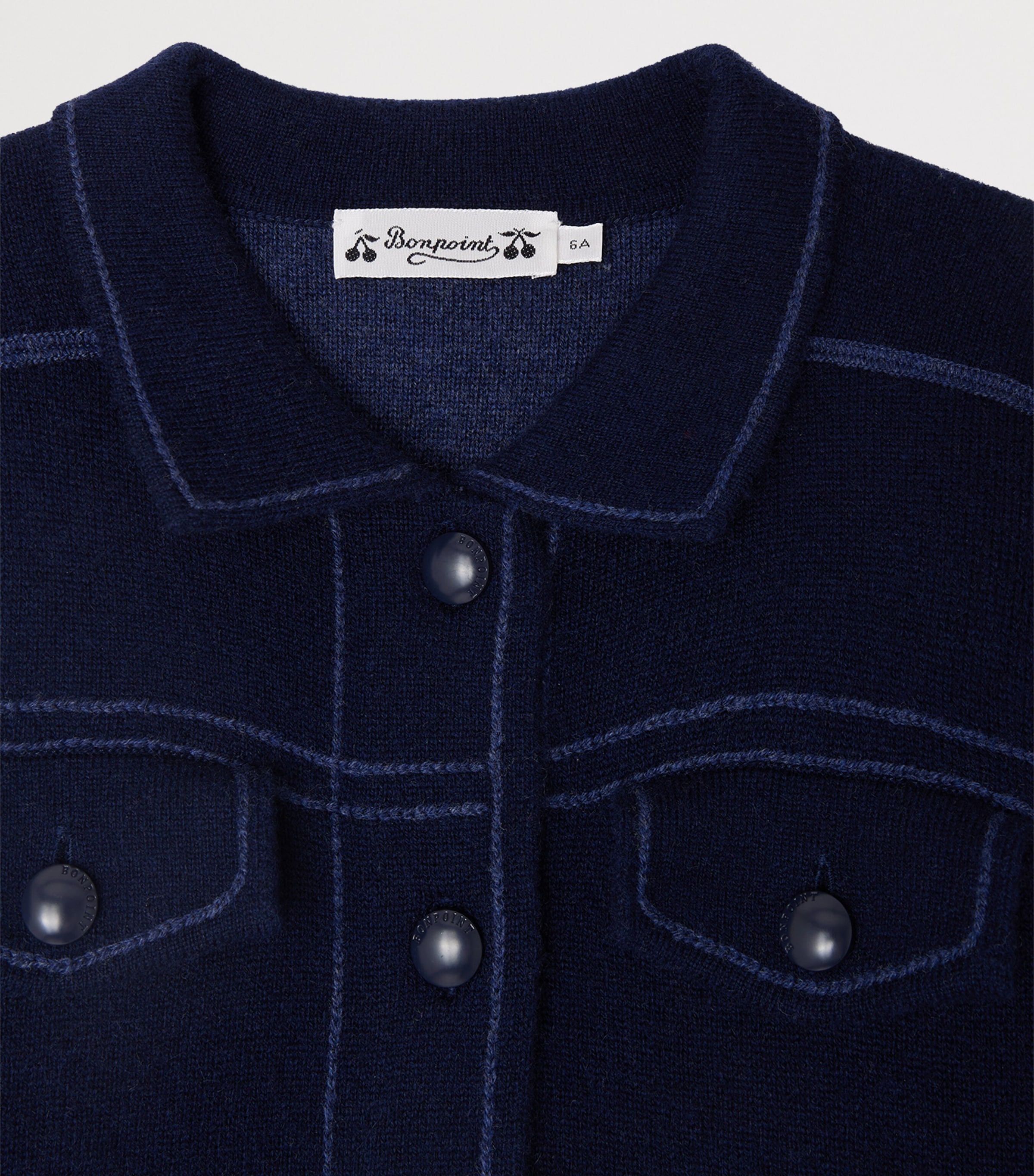 Wool-Cashmere Button-Up Jacket (4-8 Years) MARINE Image 3