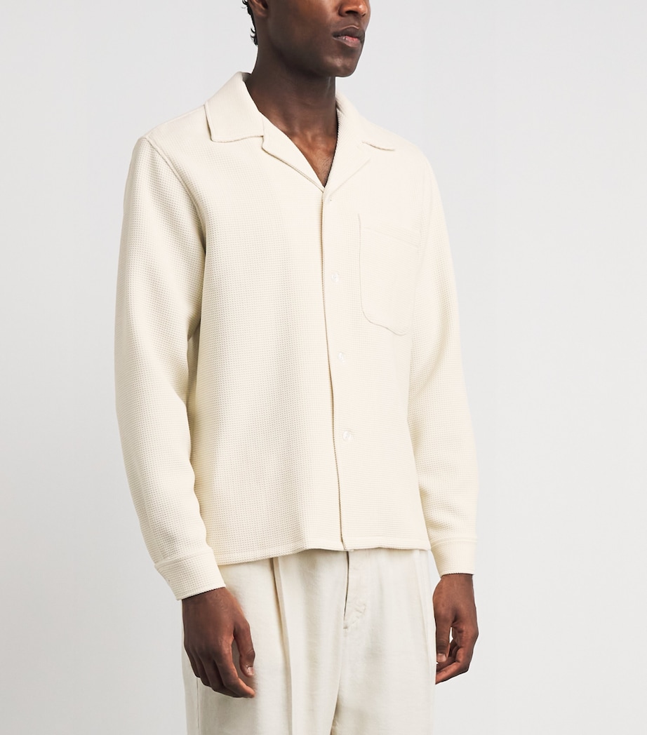 Sandro Paris Mens Textured Long-Sleeve Shirt Ecru Image 4
