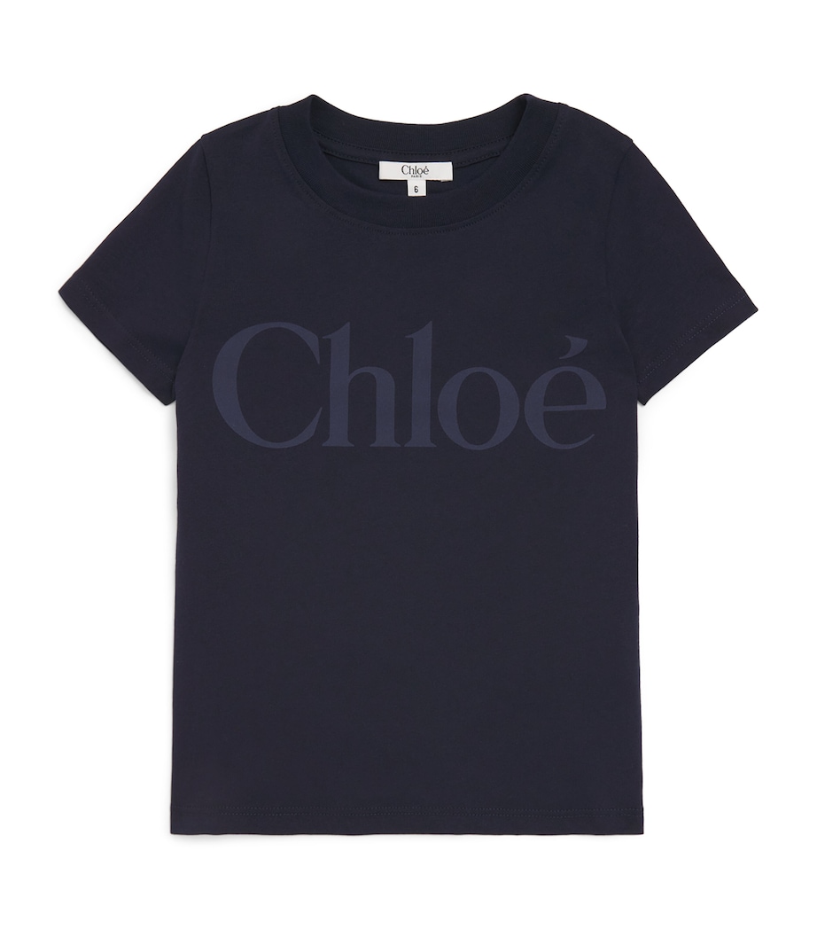 Chloé Kids Cotton Logo T-Shirt (4-14 Years) Navy Image 1