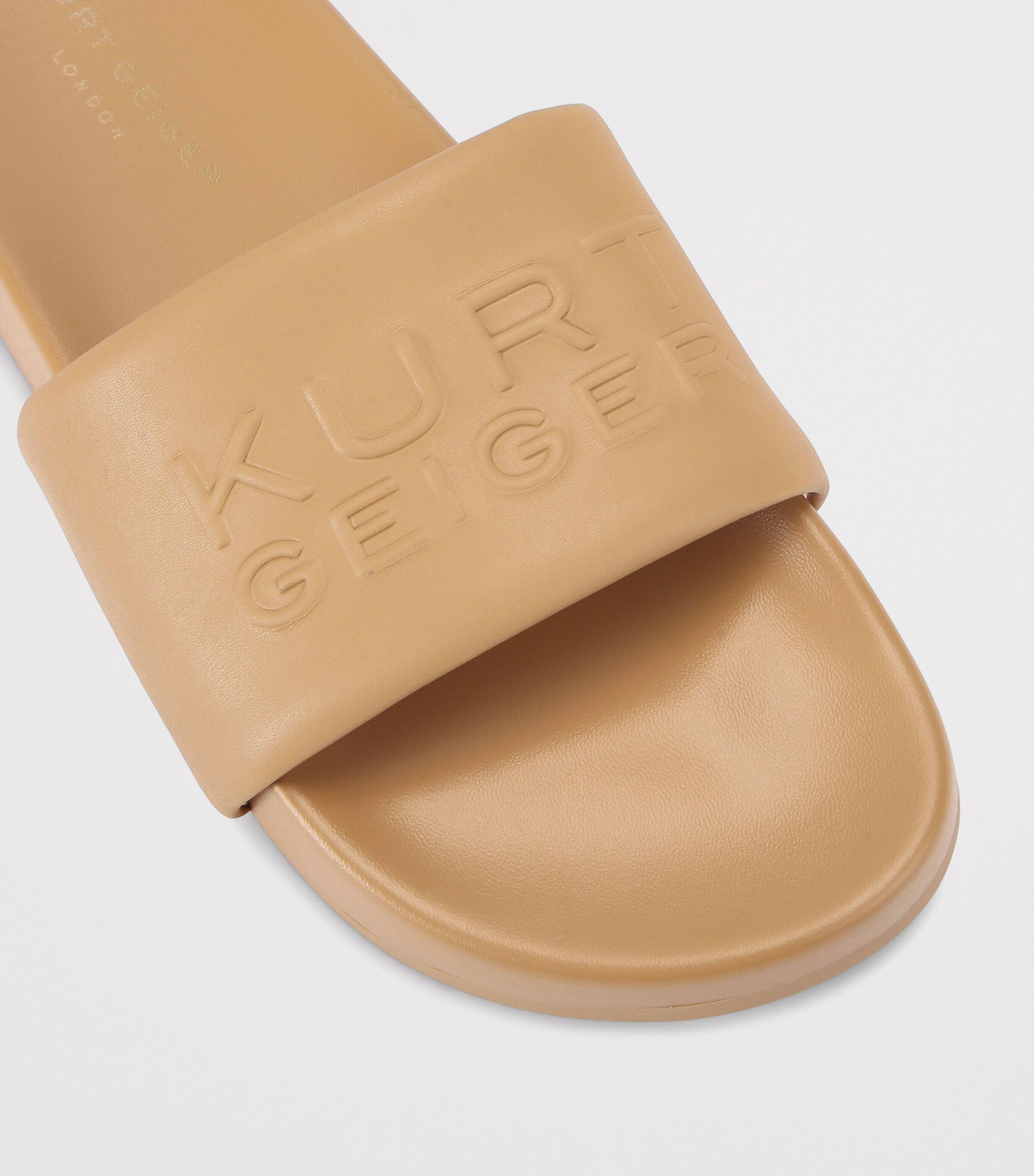 Kurt Geiger London Faux Leather Stacked Slides Beige Image 2