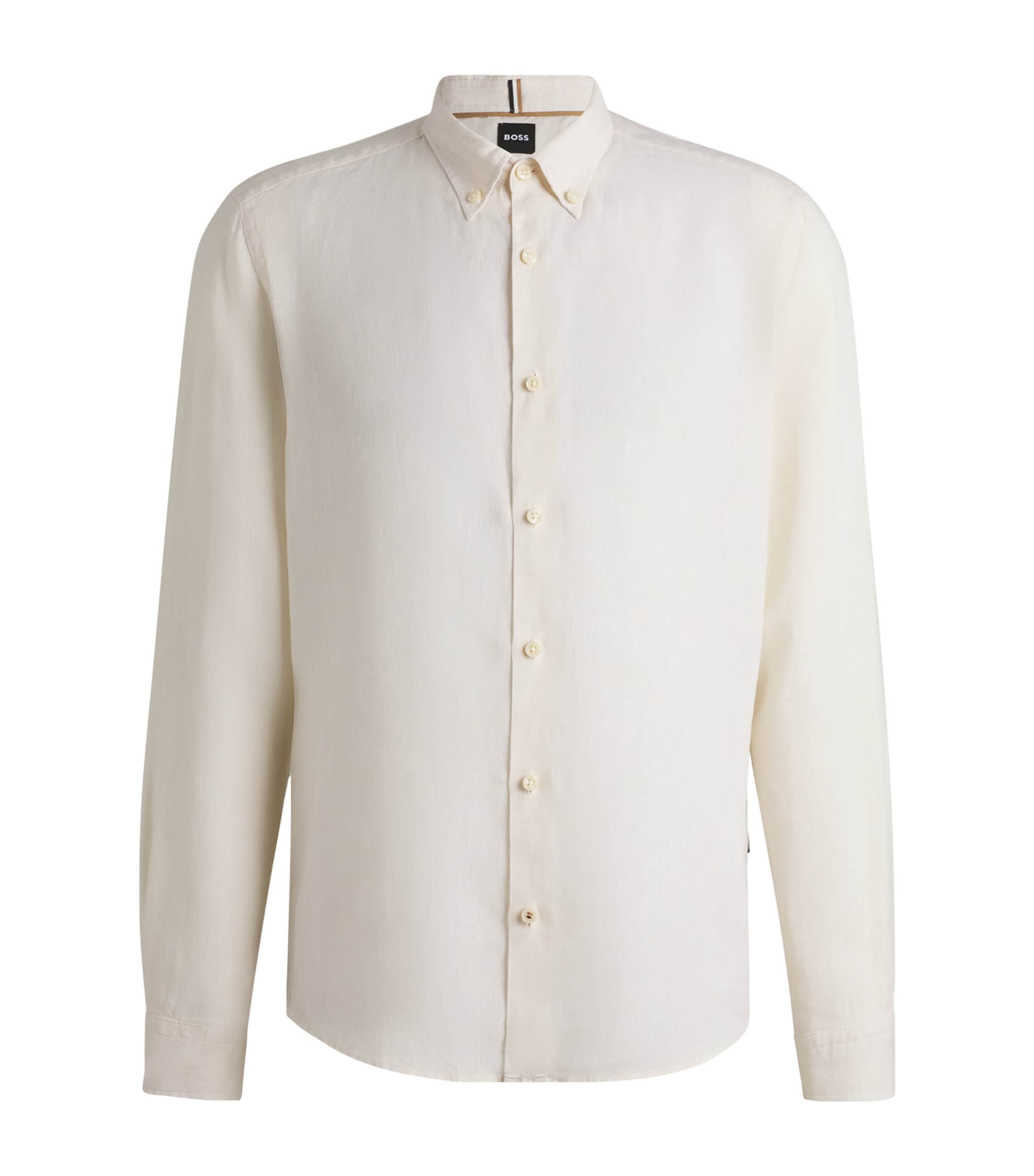 Shop Hugo Boss Linen Shirt In White