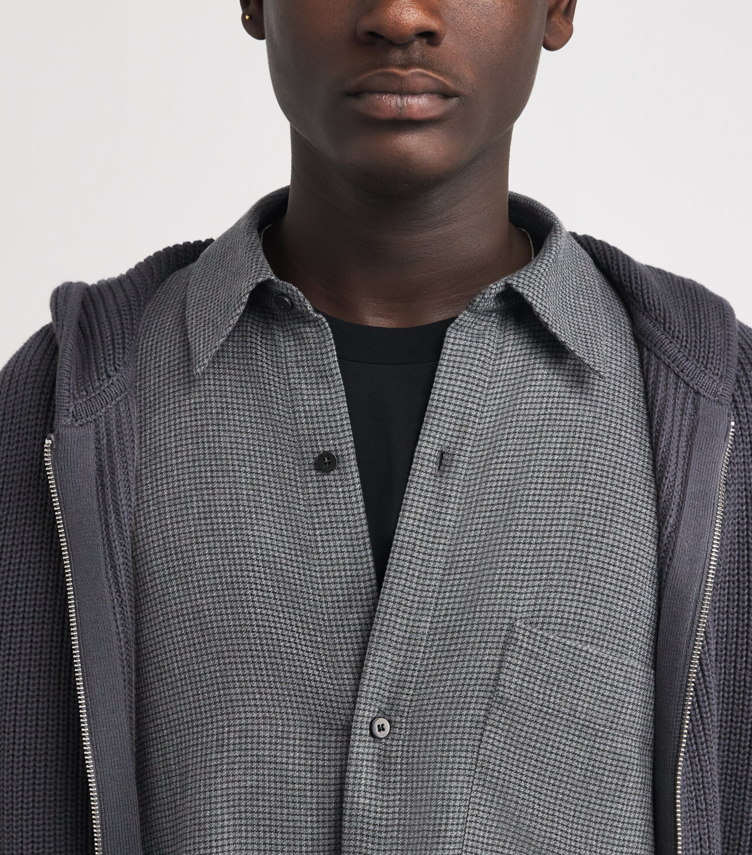 Won Hundred Mens Check Maza Shirt Blckened Pearl Comb Image 6