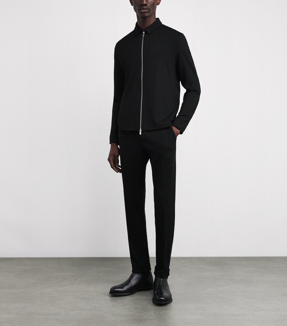 Marco Pescarolo Mens Wool-Cashmere-Blend Zip-Up Overshirt Black Image 2