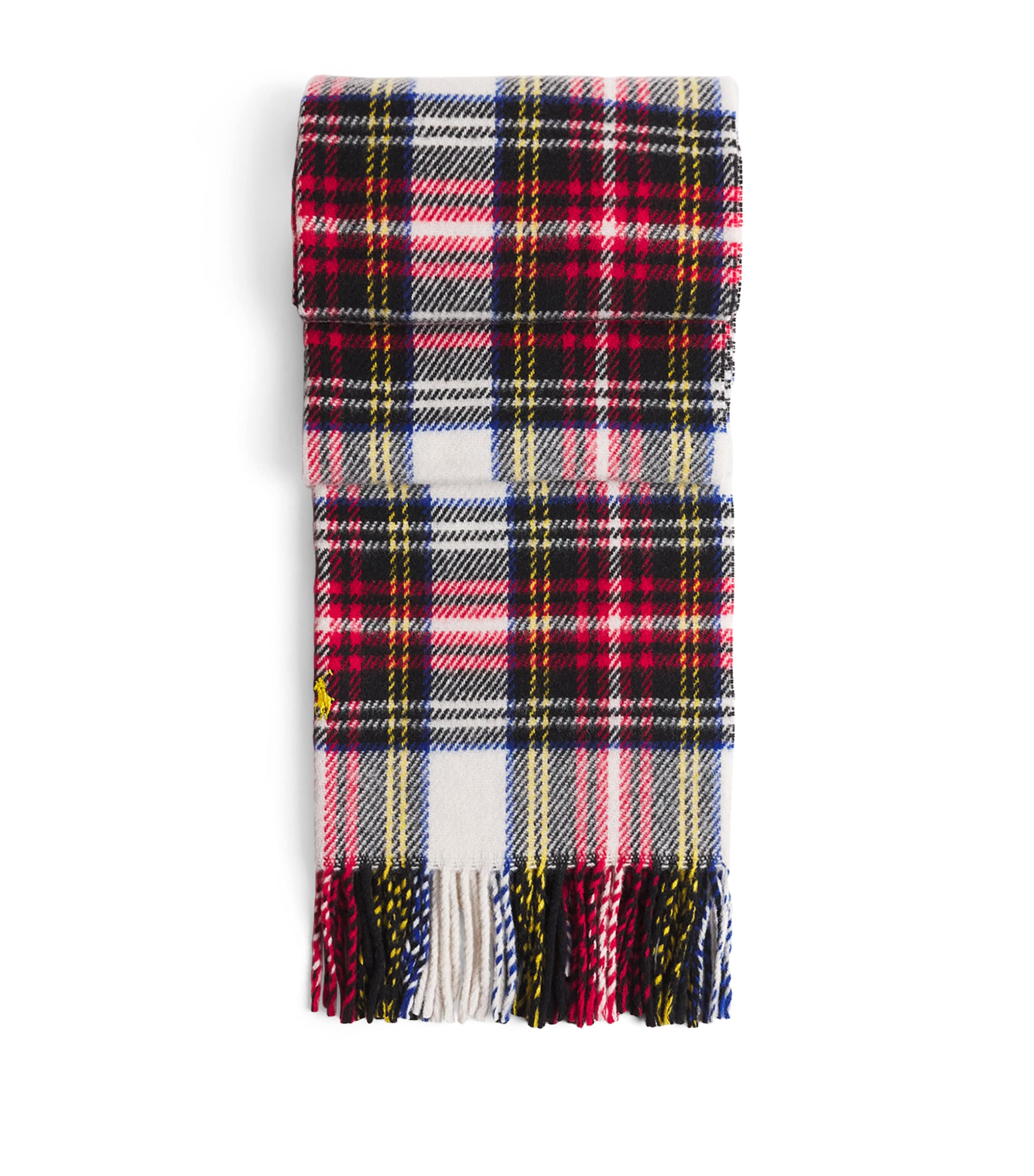 Polo Ralph Lauren Wool Plaid Fringe Scarf Dress Stewar Image 1