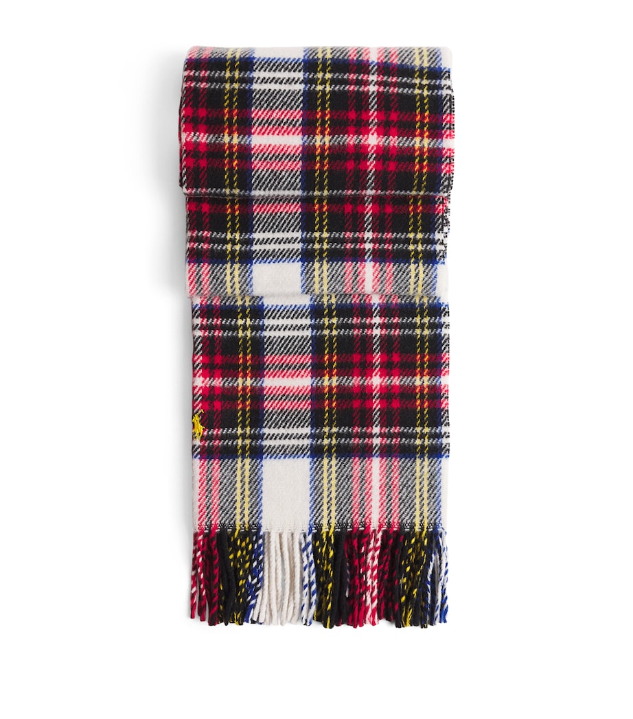 Polo Ralph Lauren Wool Plaid Fringe Scarf Dress Stewar Image 1