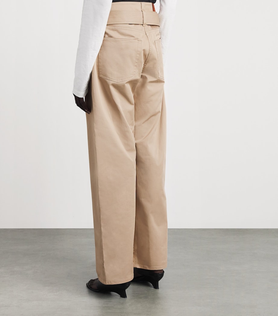 Acne Studios Womens Cotton Belted Trousers Pale Beige Image 5